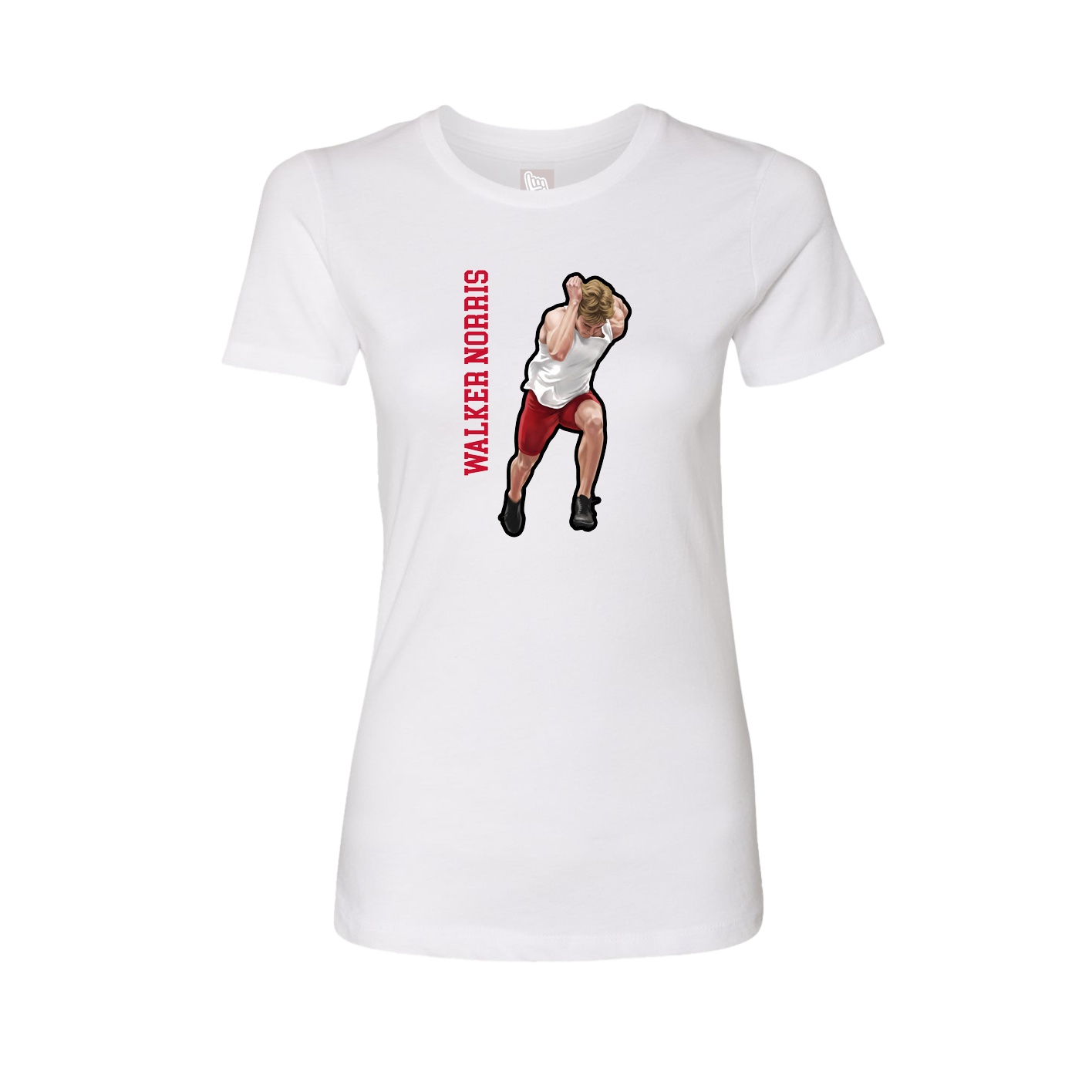 Fitted Women's Tee — Name Vertical in White