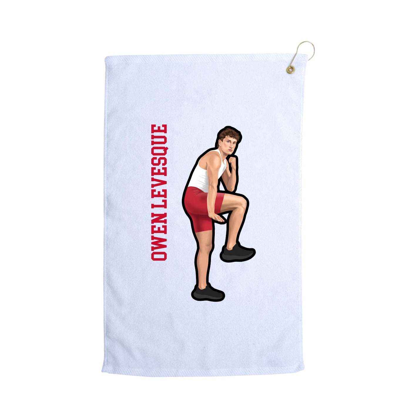 Golf Towel — Name Vertical in White