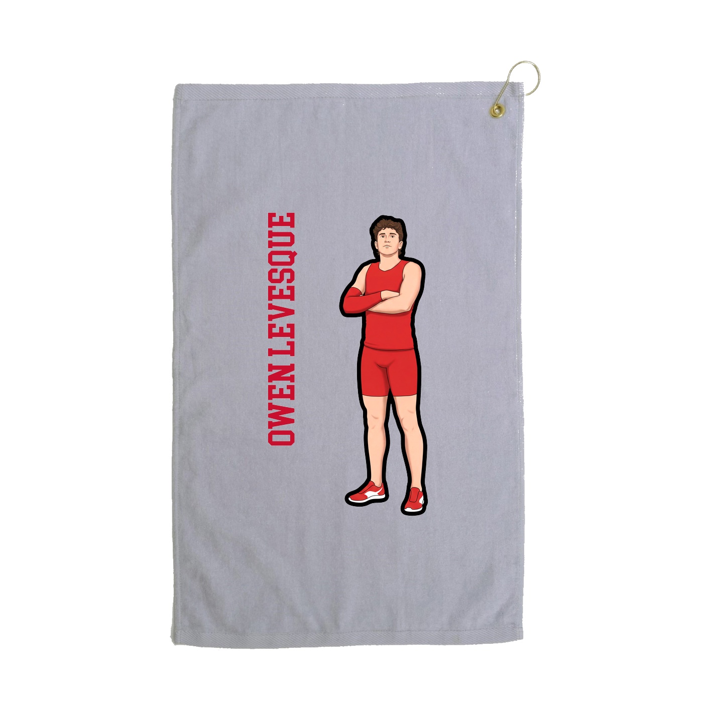 Golf Towel — Name Vertical in Grey