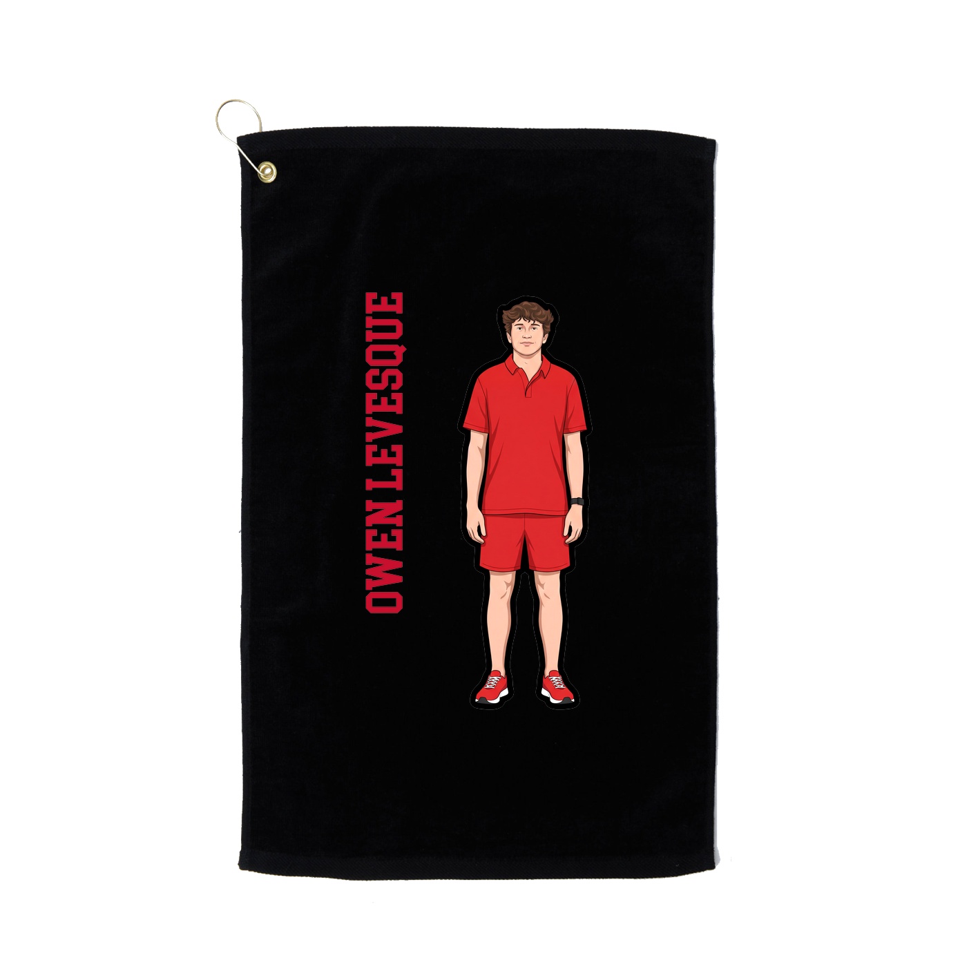 Golf Towel — Name Vertical in Black