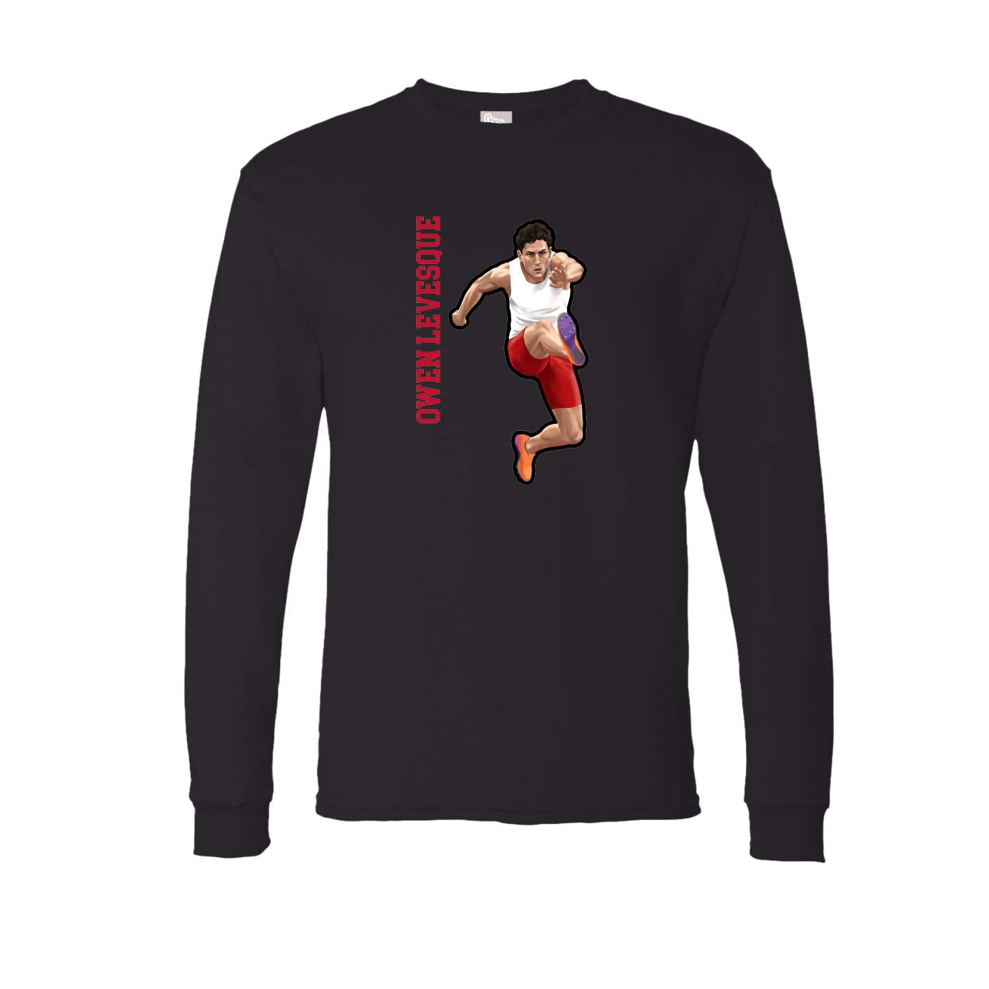 Long Sleeve Tee — Name Vertical in Black