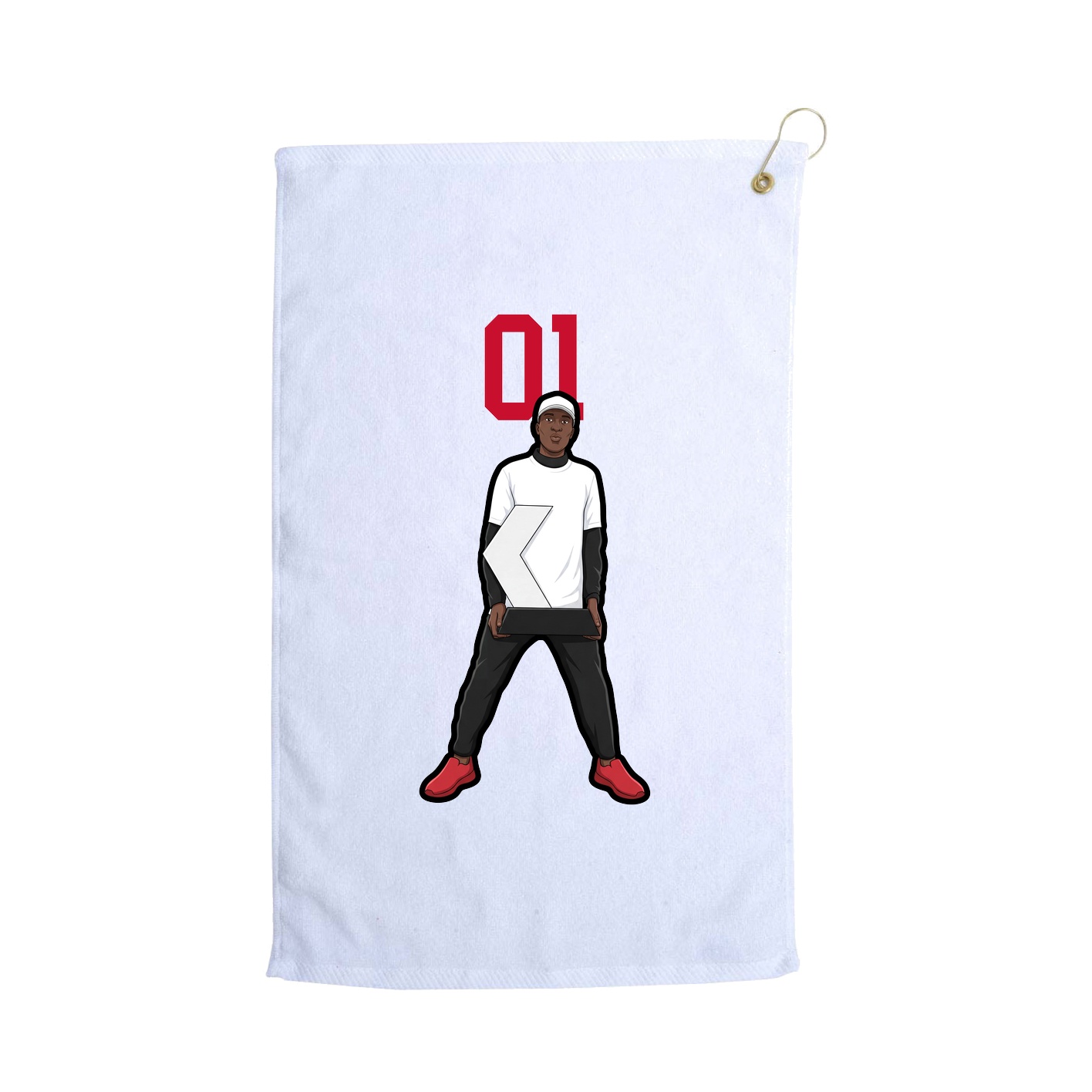 Golf Towel — Number Top in White