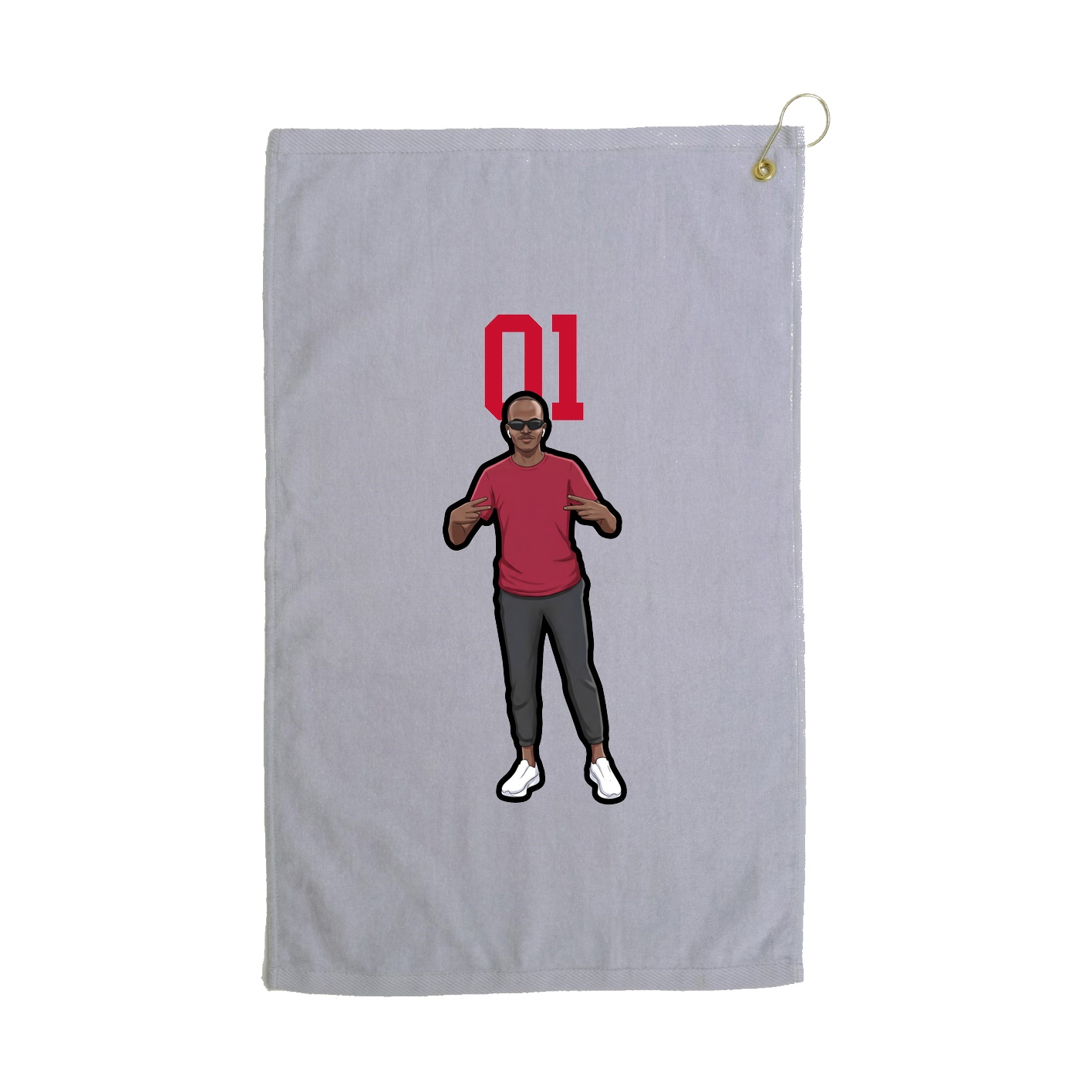 Golf Towel — Number Top in Grey