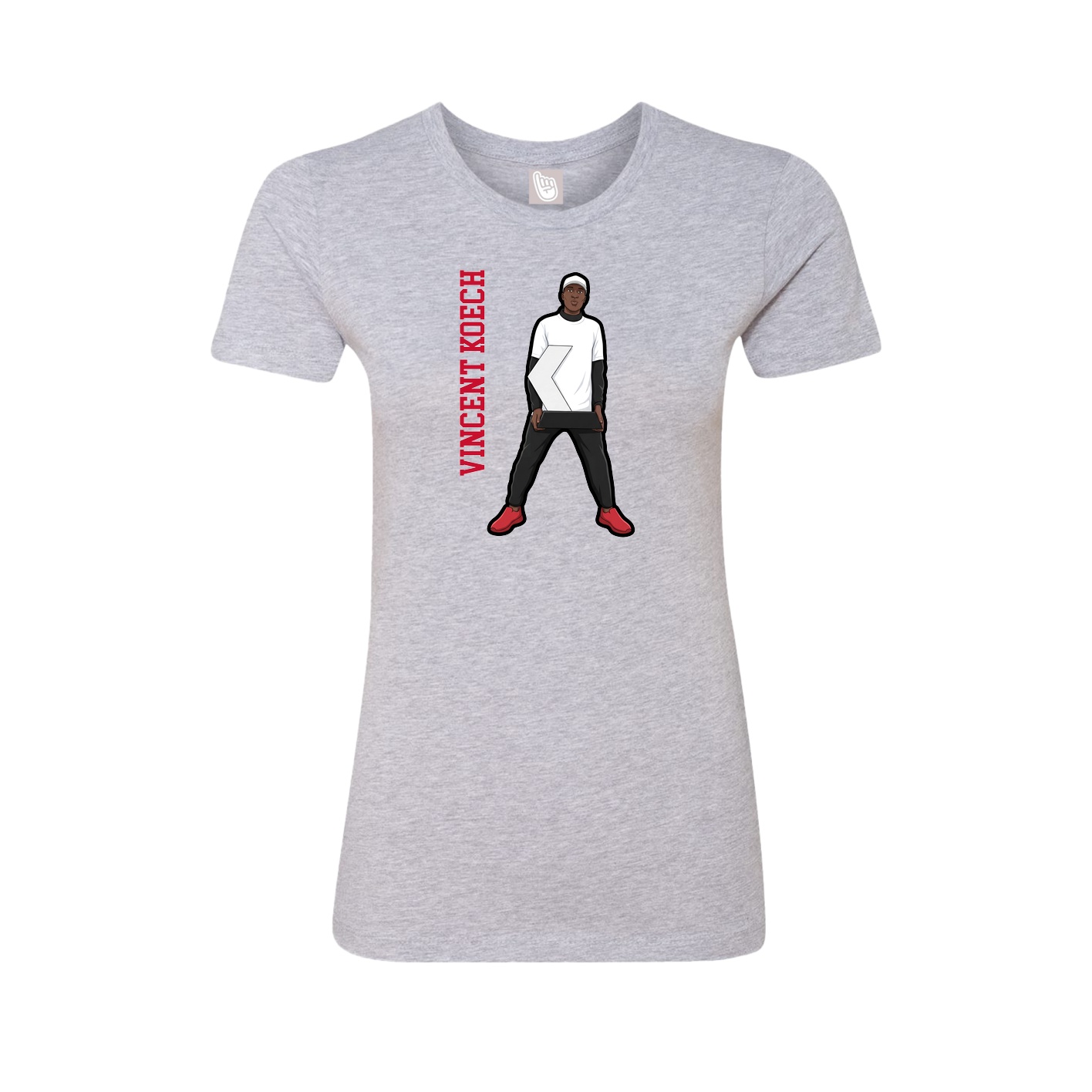 Fitted Women's Tee — Name Vertical in Grey