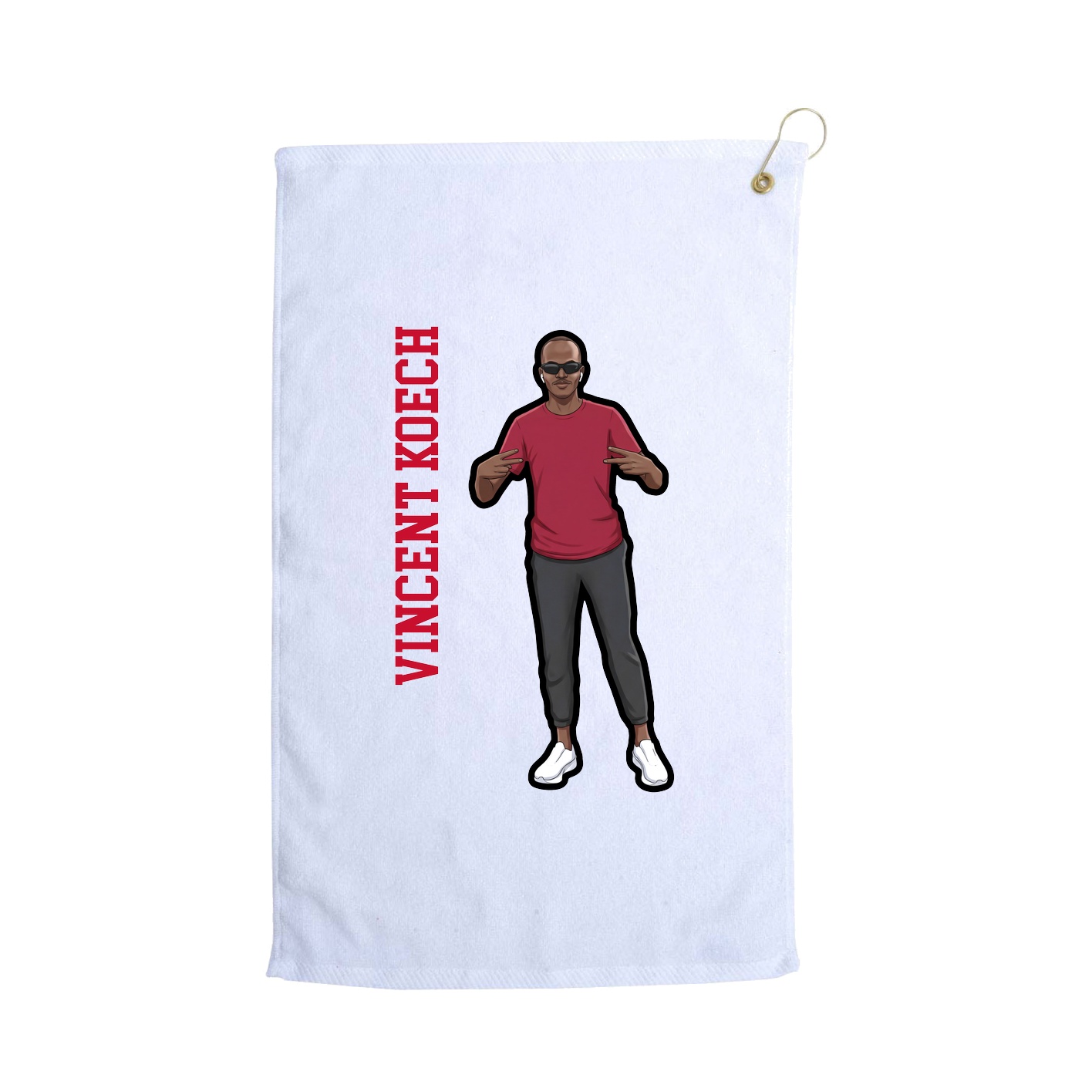 Golf Towel — Name Vertical in White
