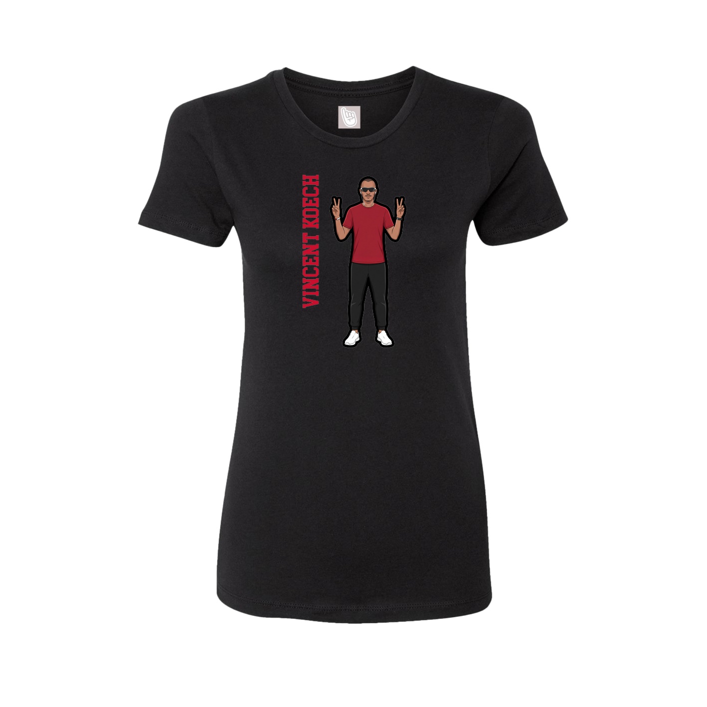 Fitted Women's Tee — Name Vertical in Black