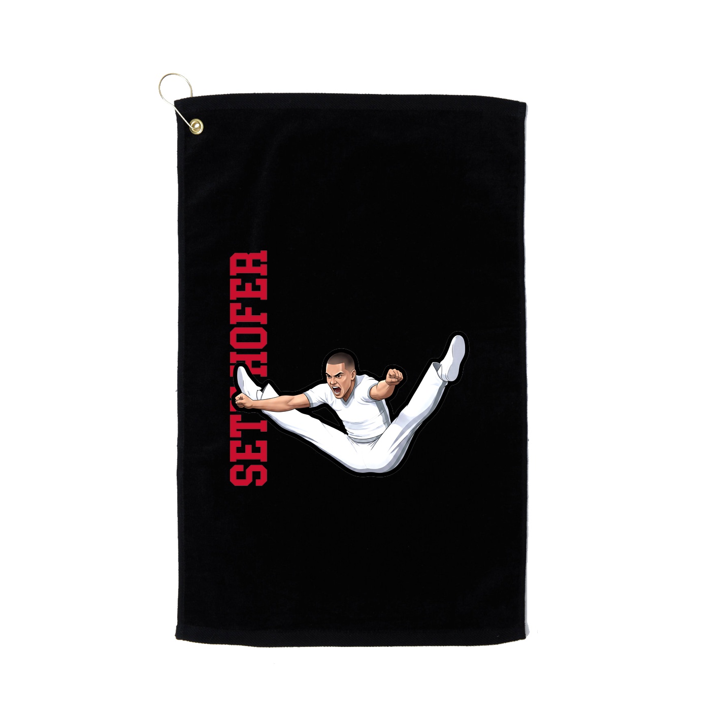 Golf Towel — Name Vertical in Black