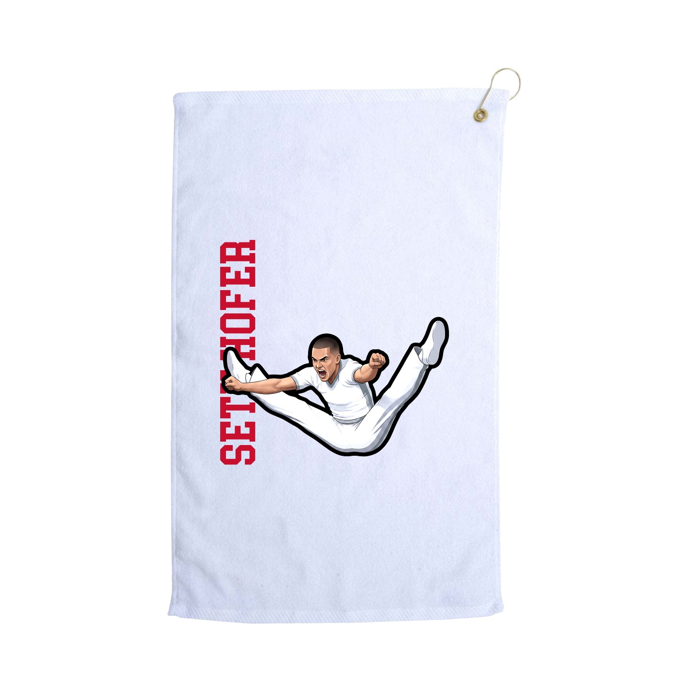 Golf Towel — Name Vertical in White
