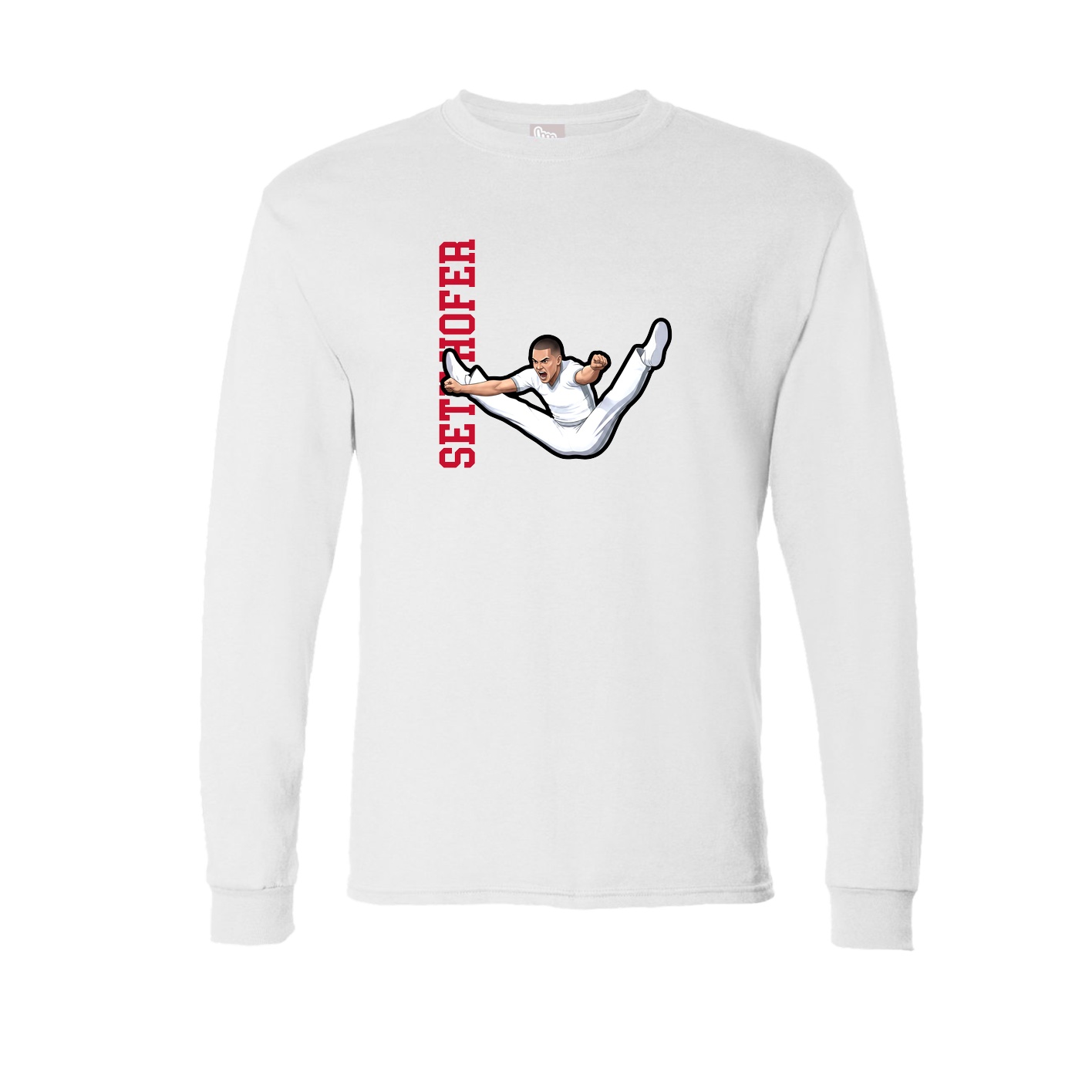 Long Sleeve Tee — Name Vertical in White