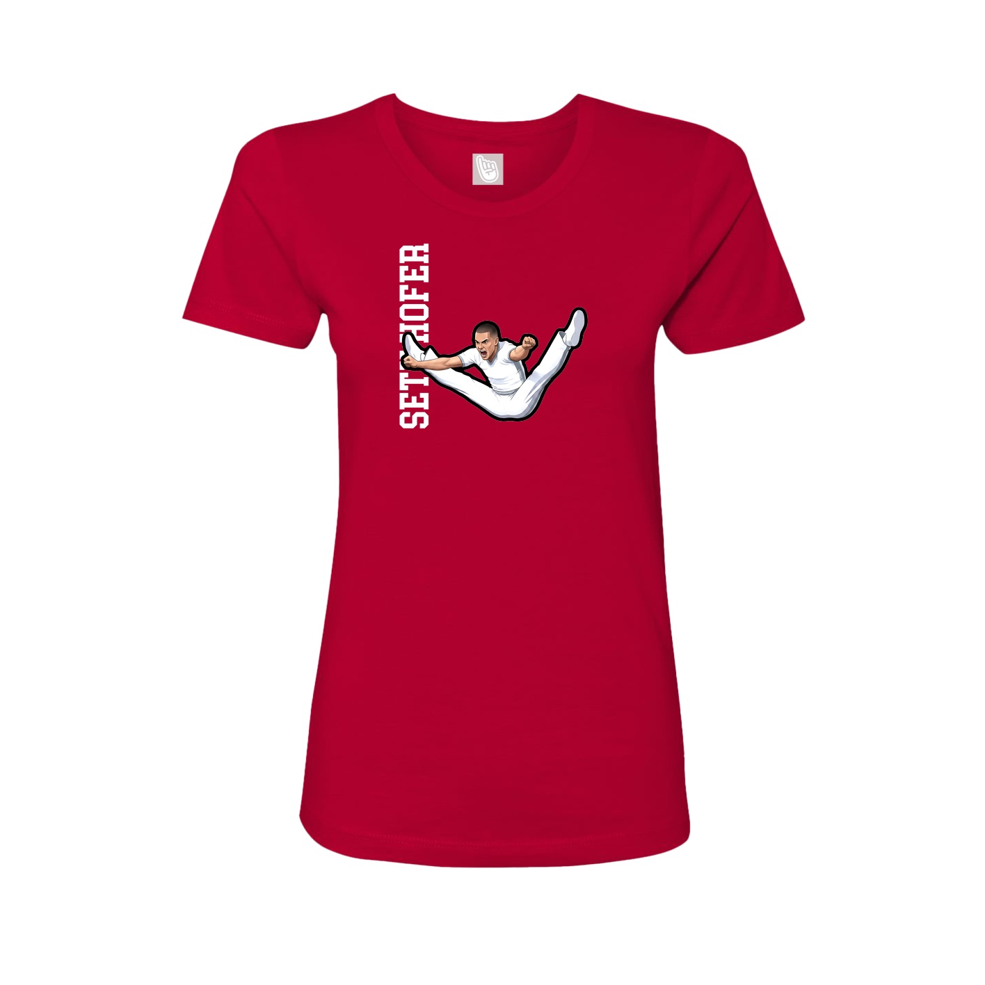 Fitted Women's Tee — Name Vertical in Red