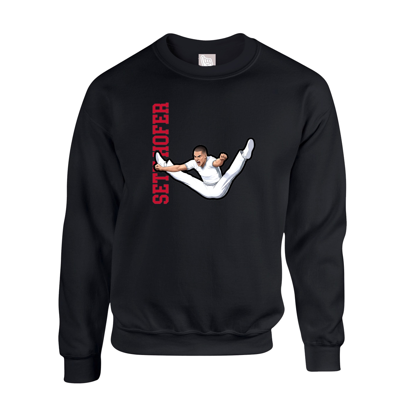 Fleece Crew — Name Vertical in Black