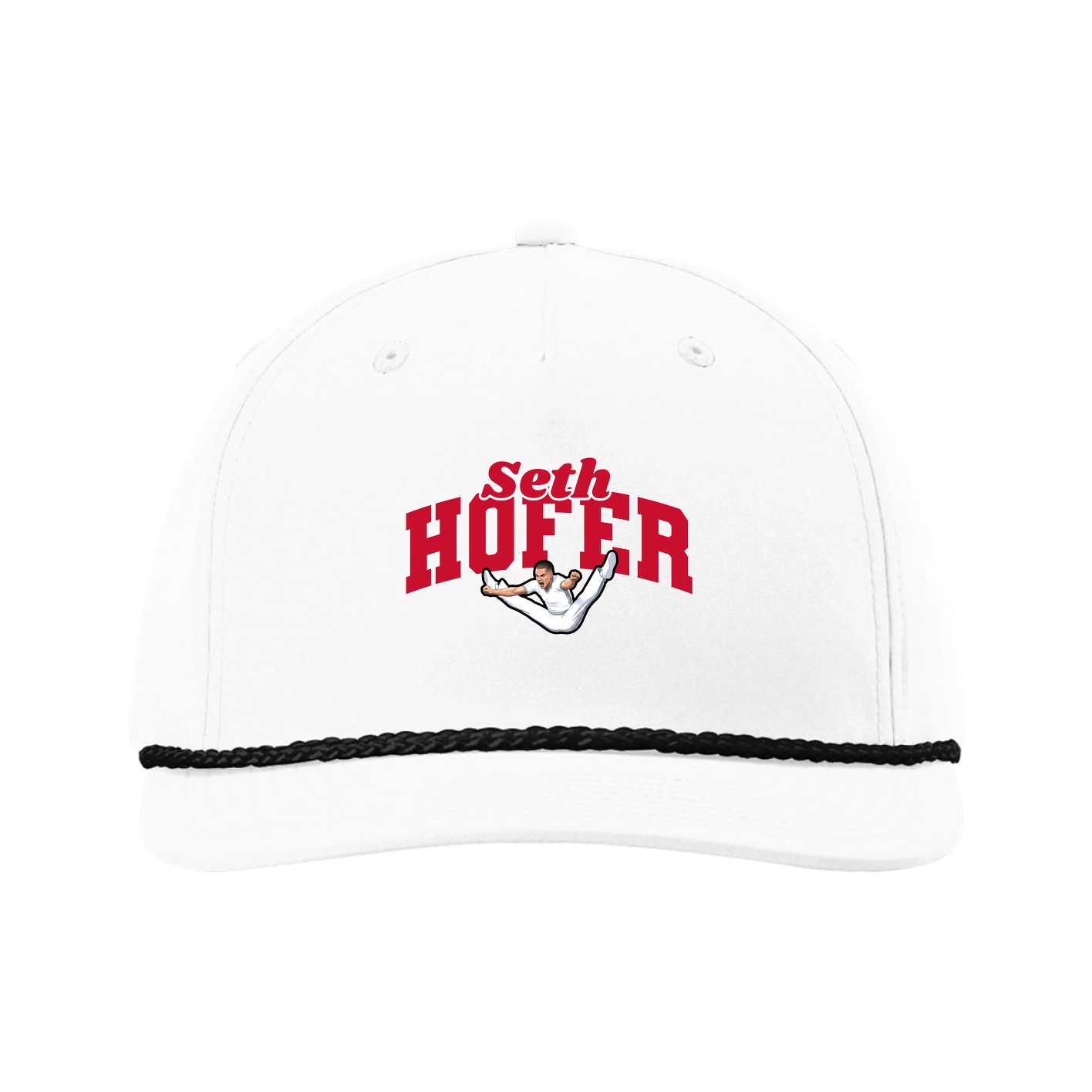 Five-Panel Classic Rope Cap — Signature Arch in White