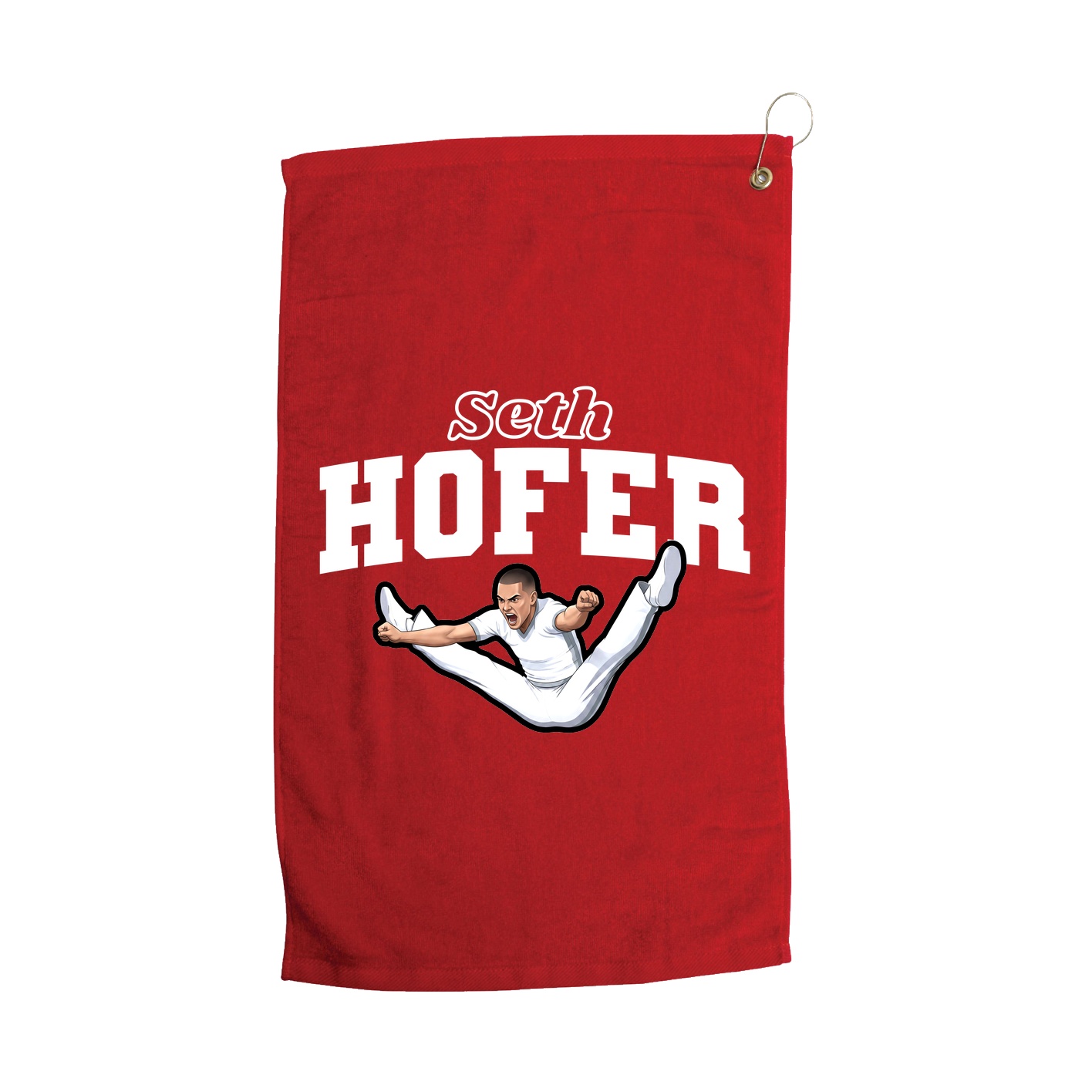 Golf Towel — Name Arch in Red