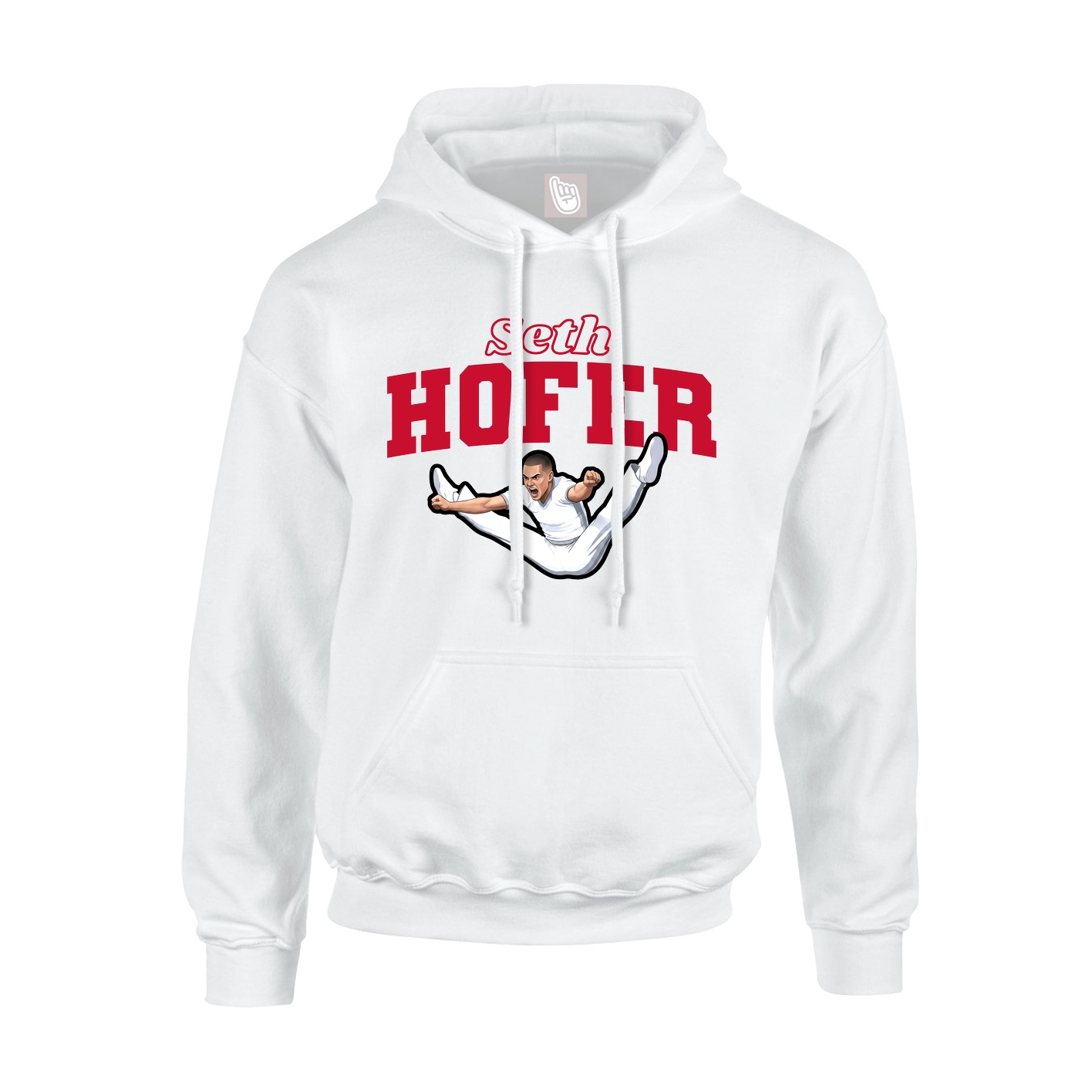 Youth Hoodie — Name Arch in White