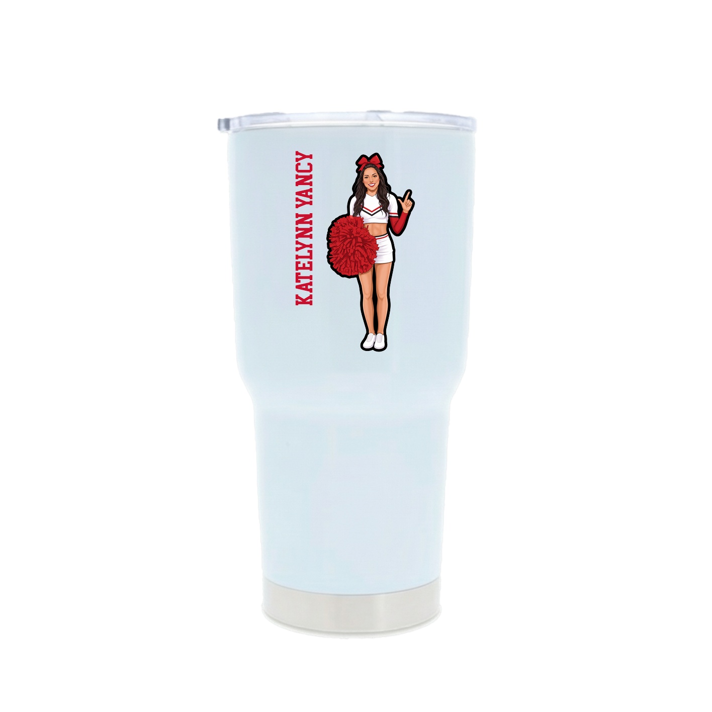 30oz Stainless Steel Tumbler — Name Vertical in White