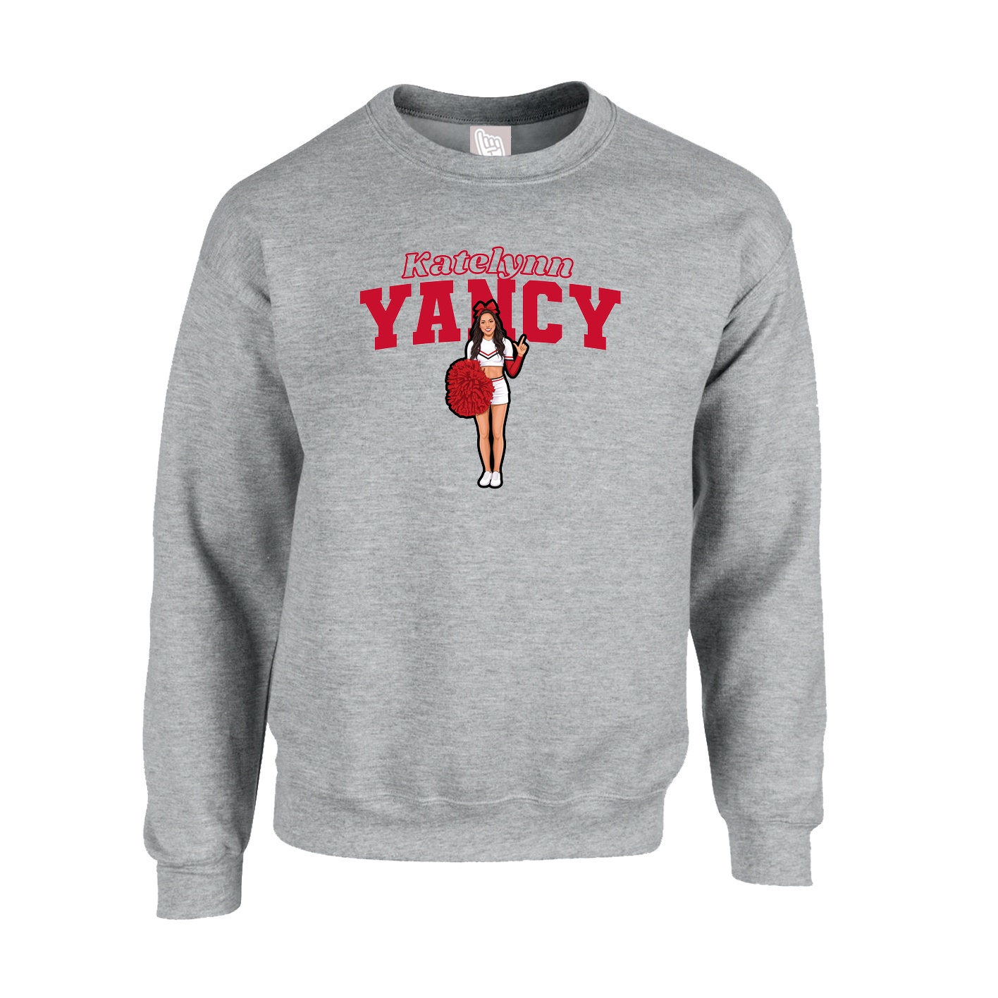 Fleece Crew — Name Arch in Grey
