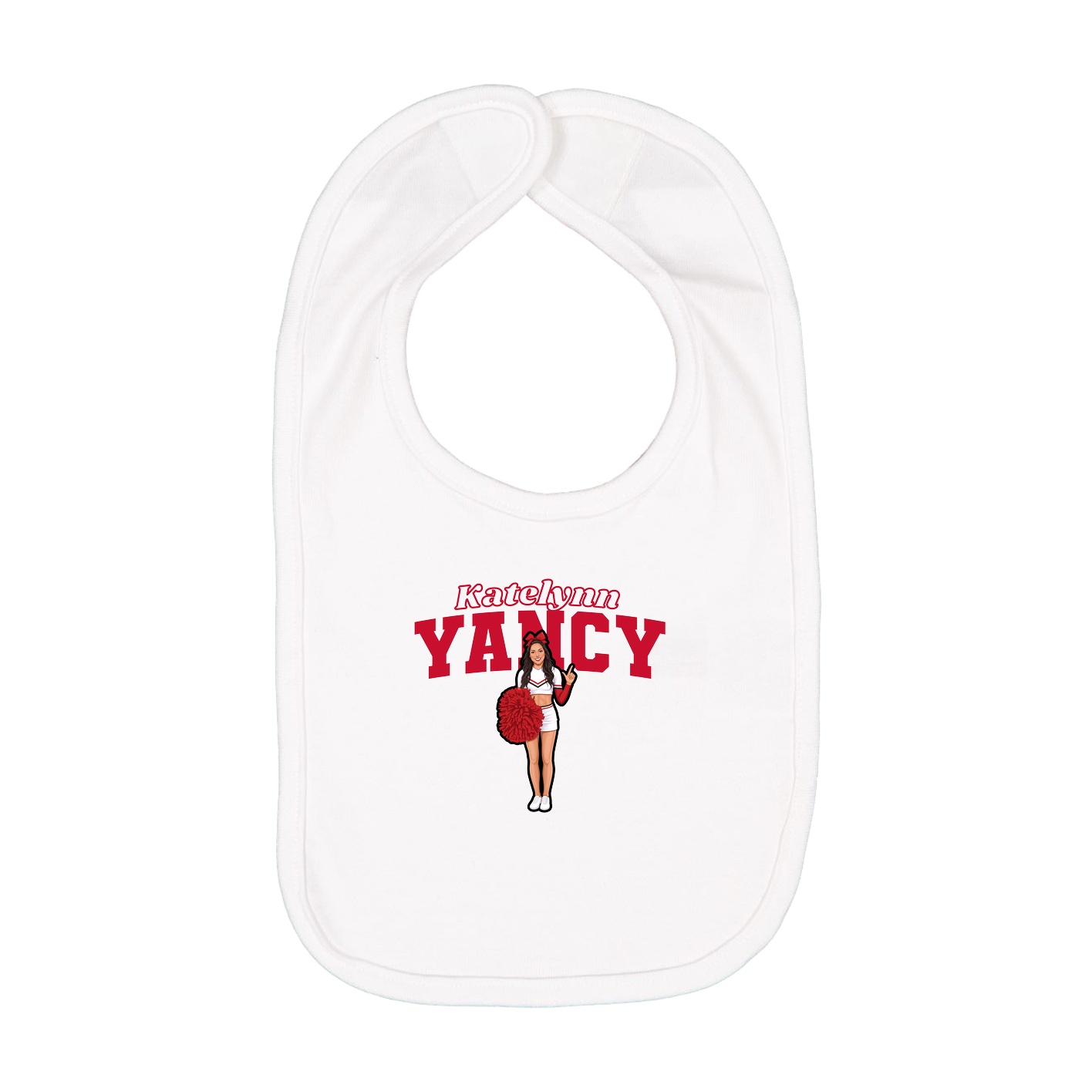 Infant Bib — Name Arch in White