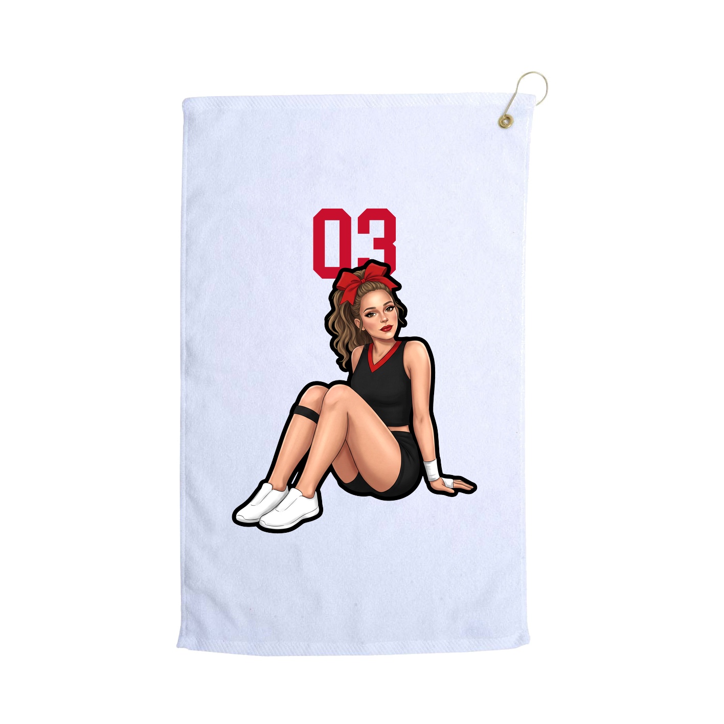 Golf Towel — Number Top in White