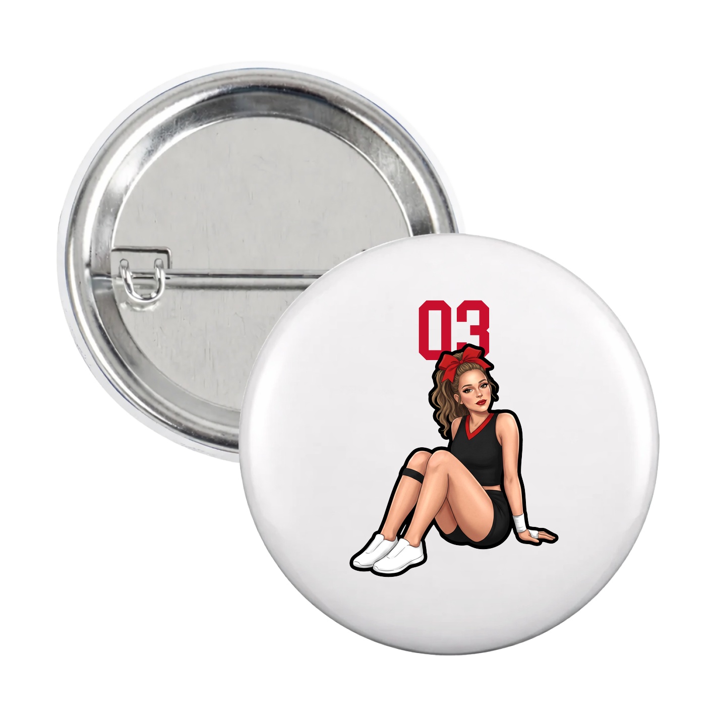 Game Day Button — Number Top in White