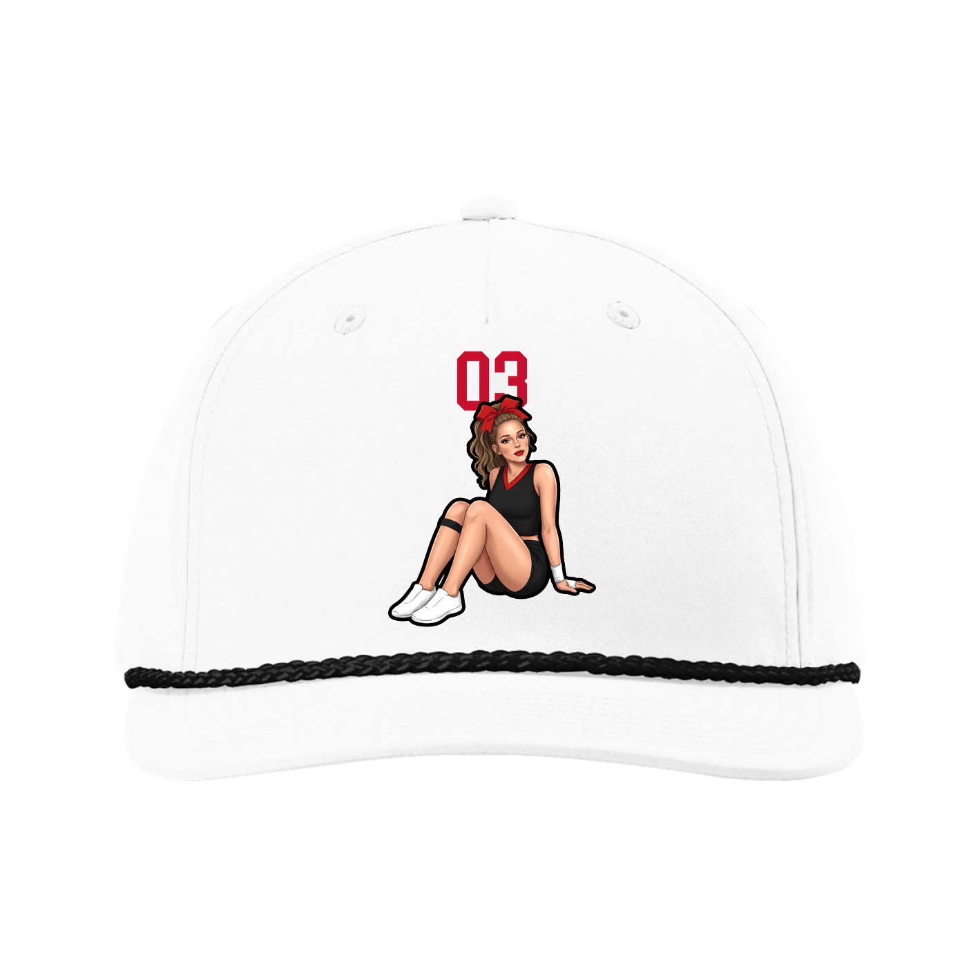 Five-Panel Classic Rope Cap — Number Top in White