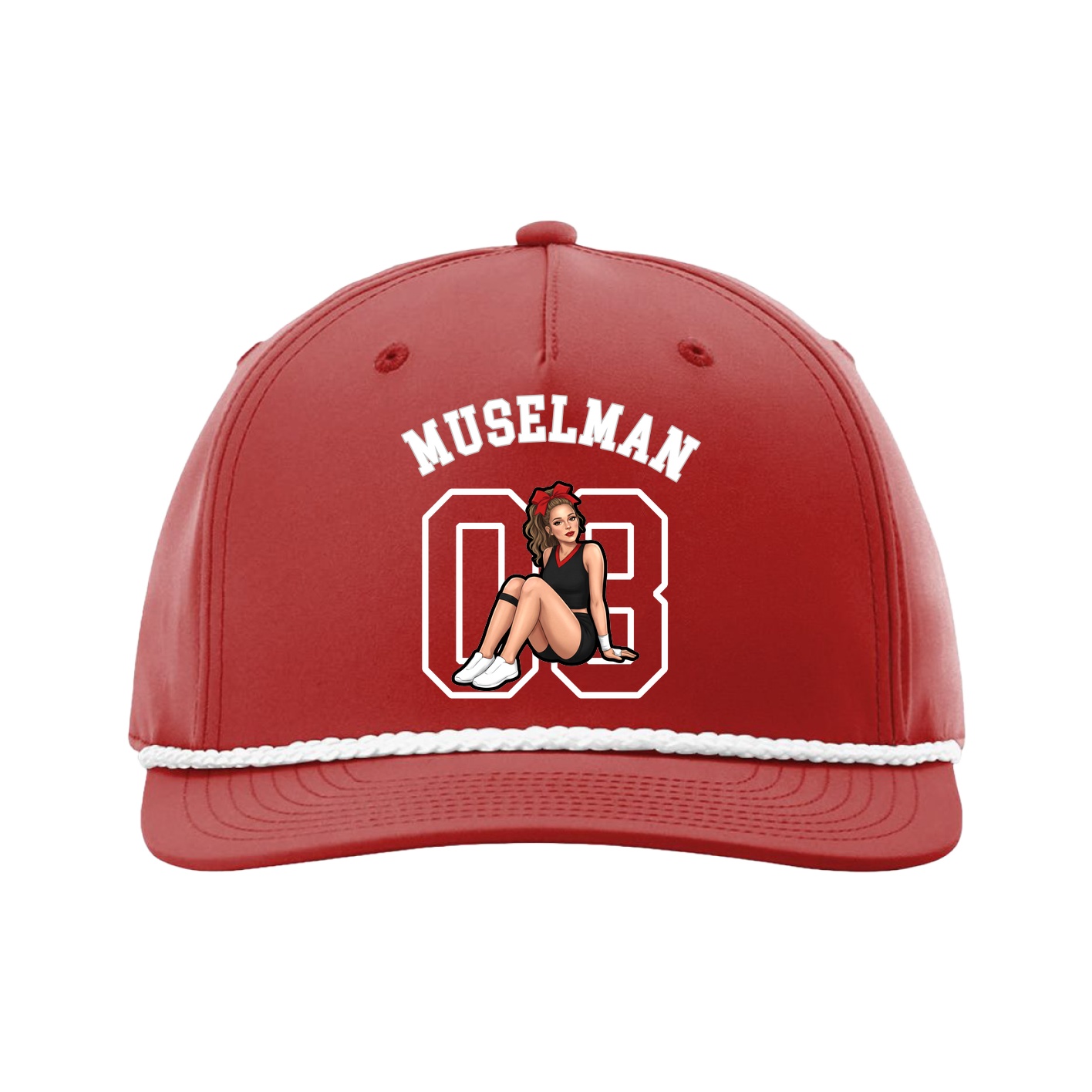 Five-Panel Classic Rope Cap — Shirsey Arch in Red