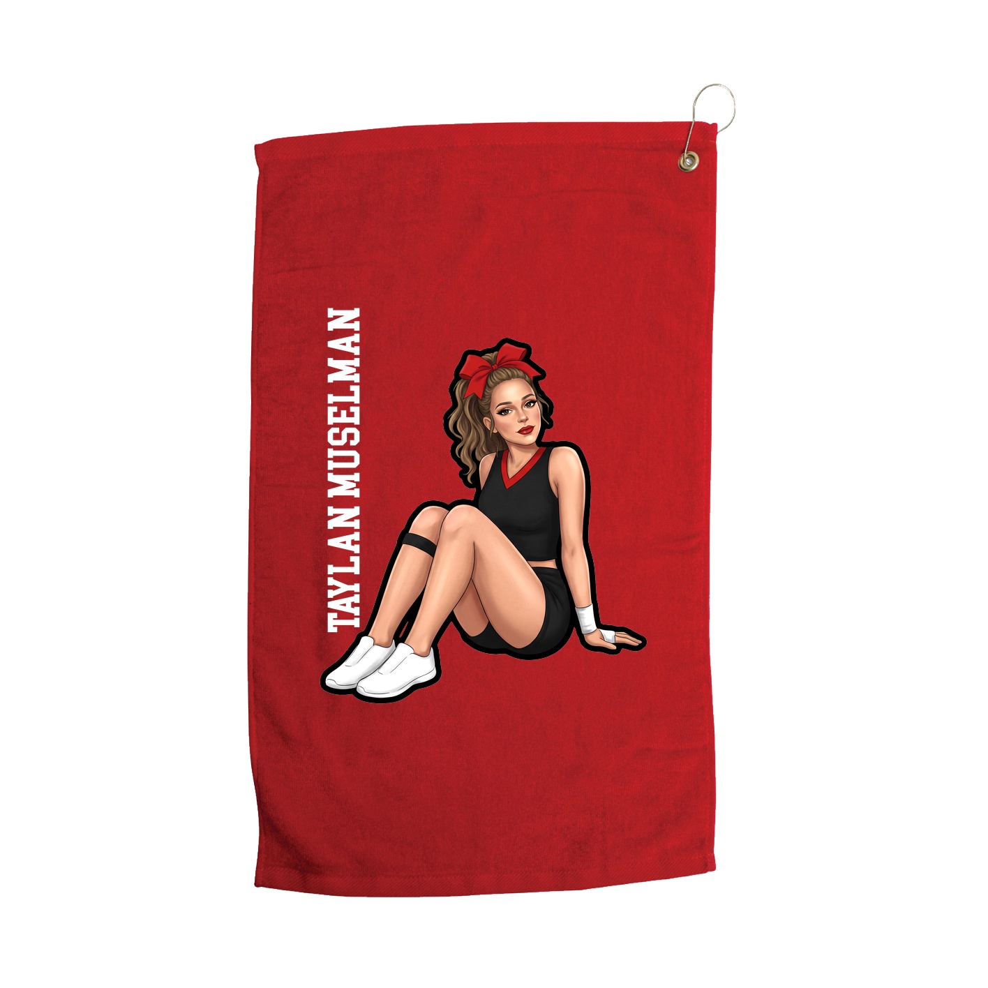 Golf Towel — Name Vertical in Red