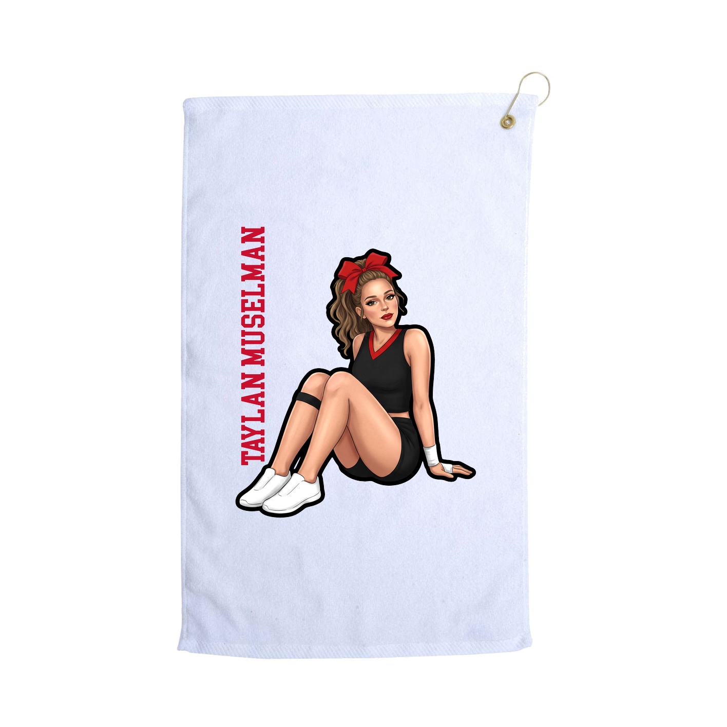 Golf Towel — Name Vertical in White