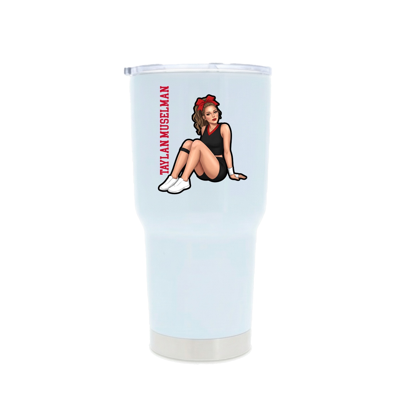 30oz Stainless Steel Tumbler — Name Vertical in White