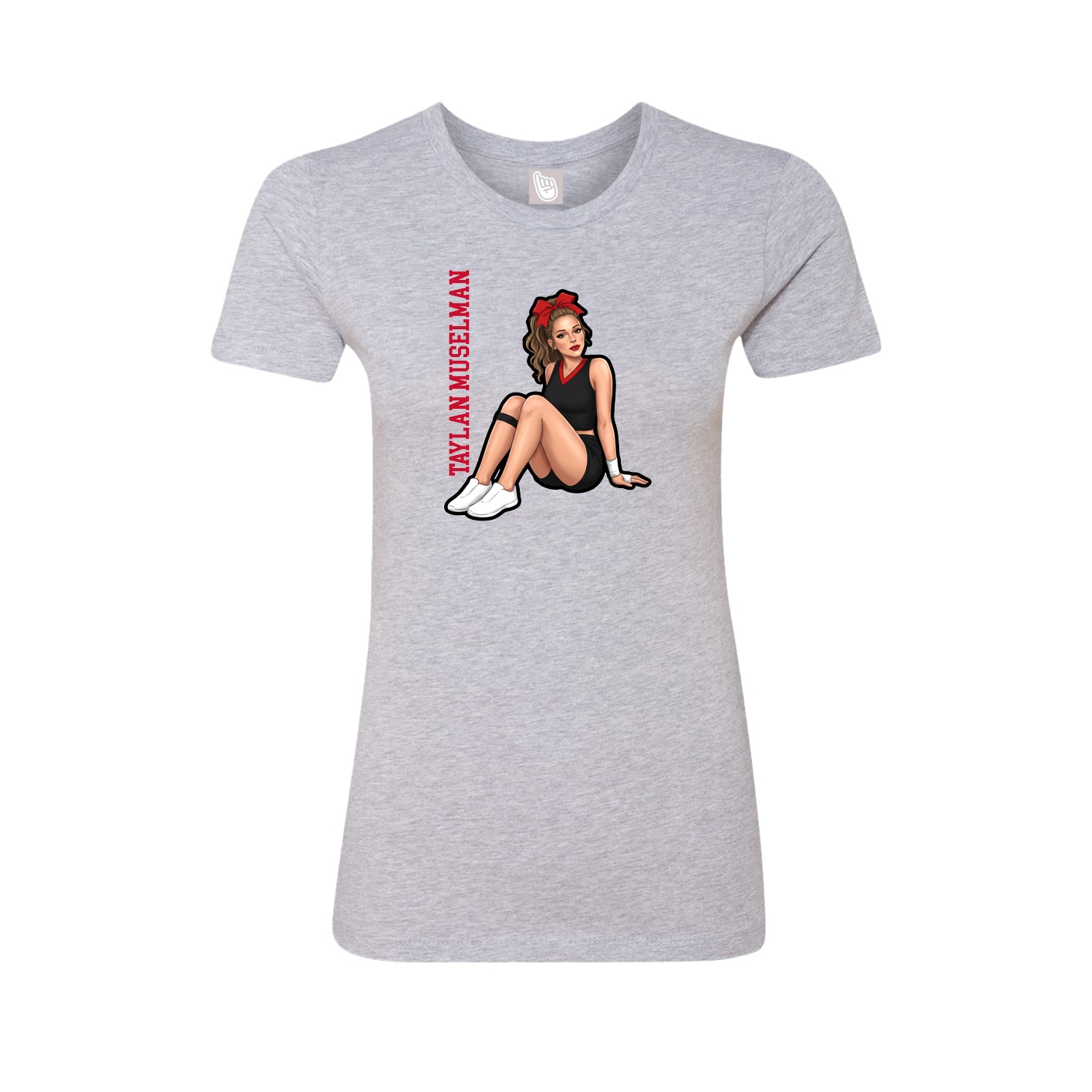 Womens Tee — Name Vertical in Grey
