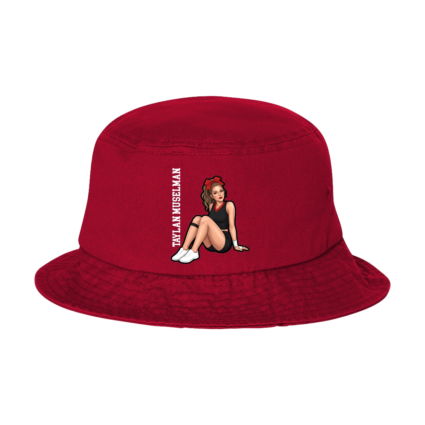 Bucket Cap — Name Vertical in Red