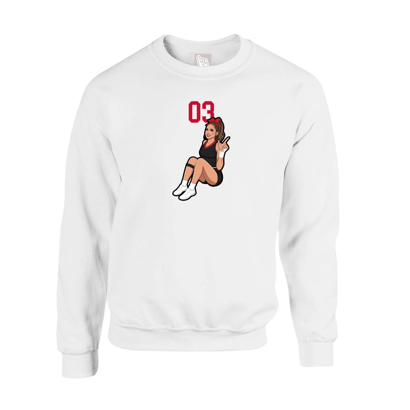 Fleece Crew — Number Top in White