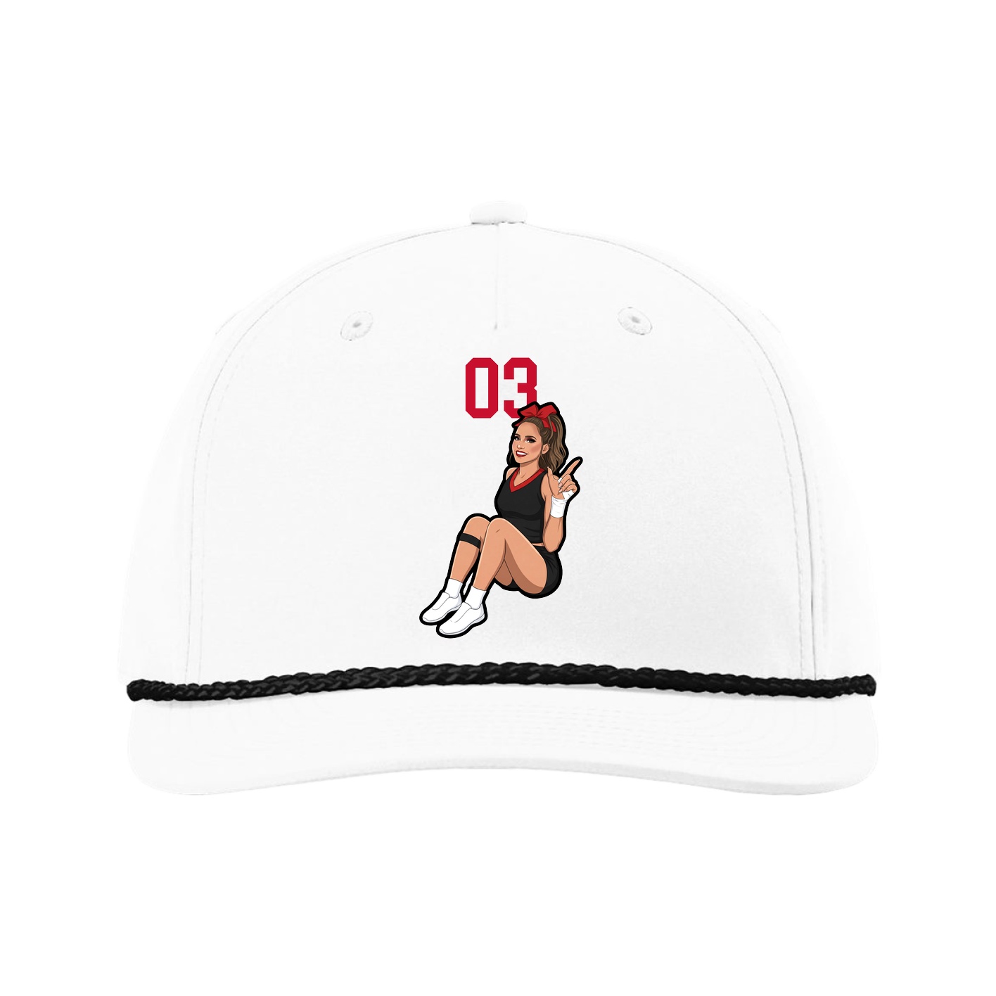 Five-Panel Classic Rope Cap — Number Top in White