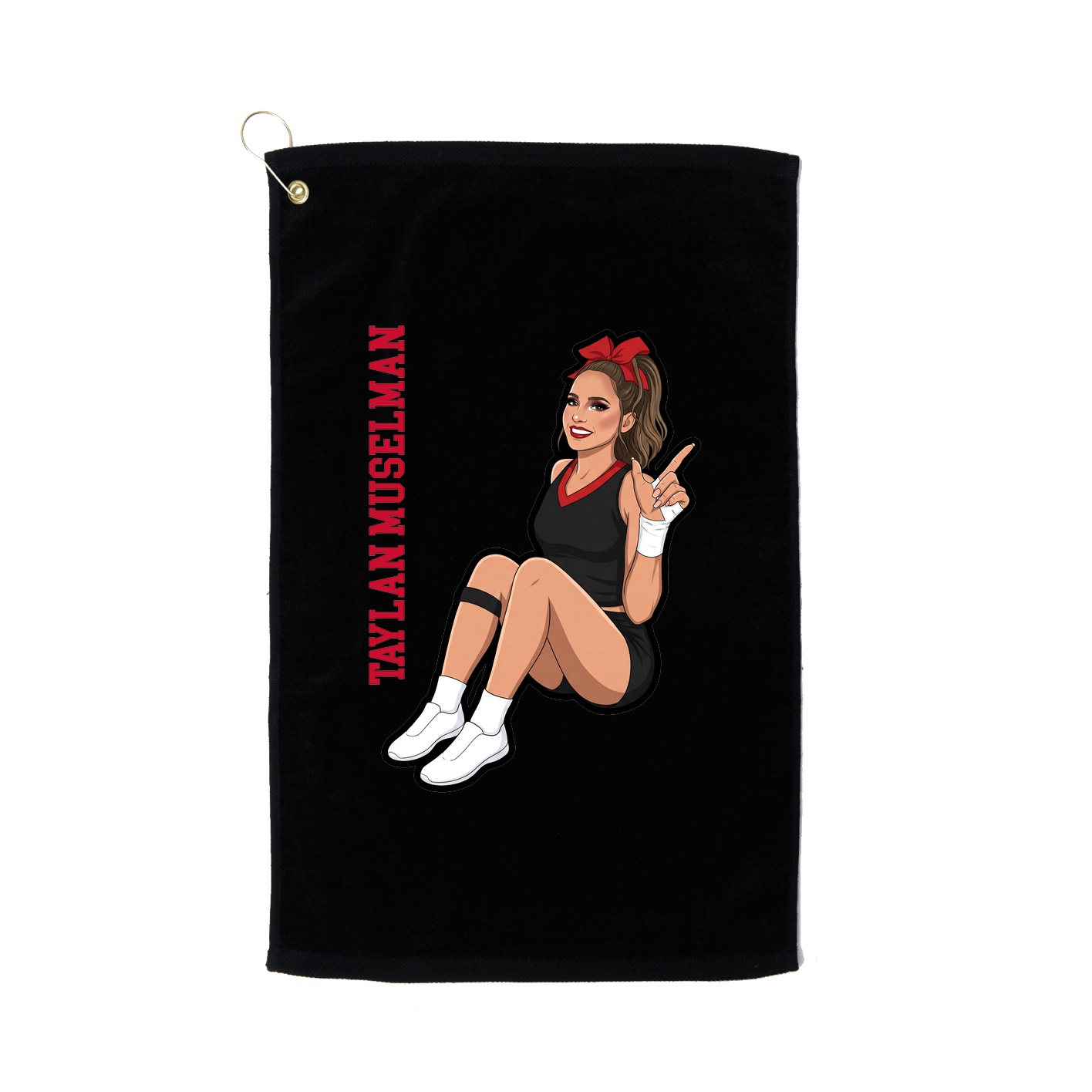 Golf Towel — Name Vertical in Black