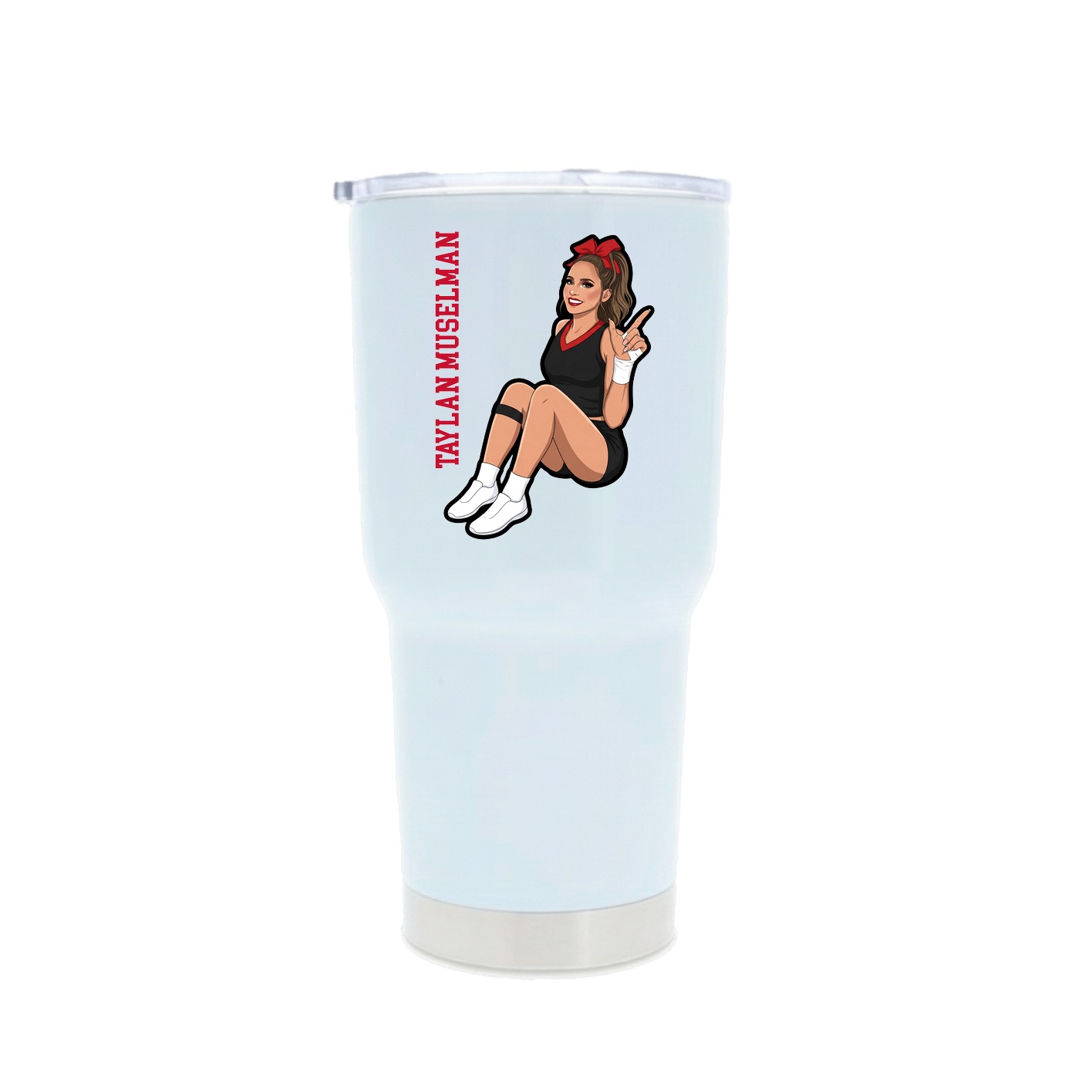 30oz Stainless Steel Tumbler — Name Vertical in White