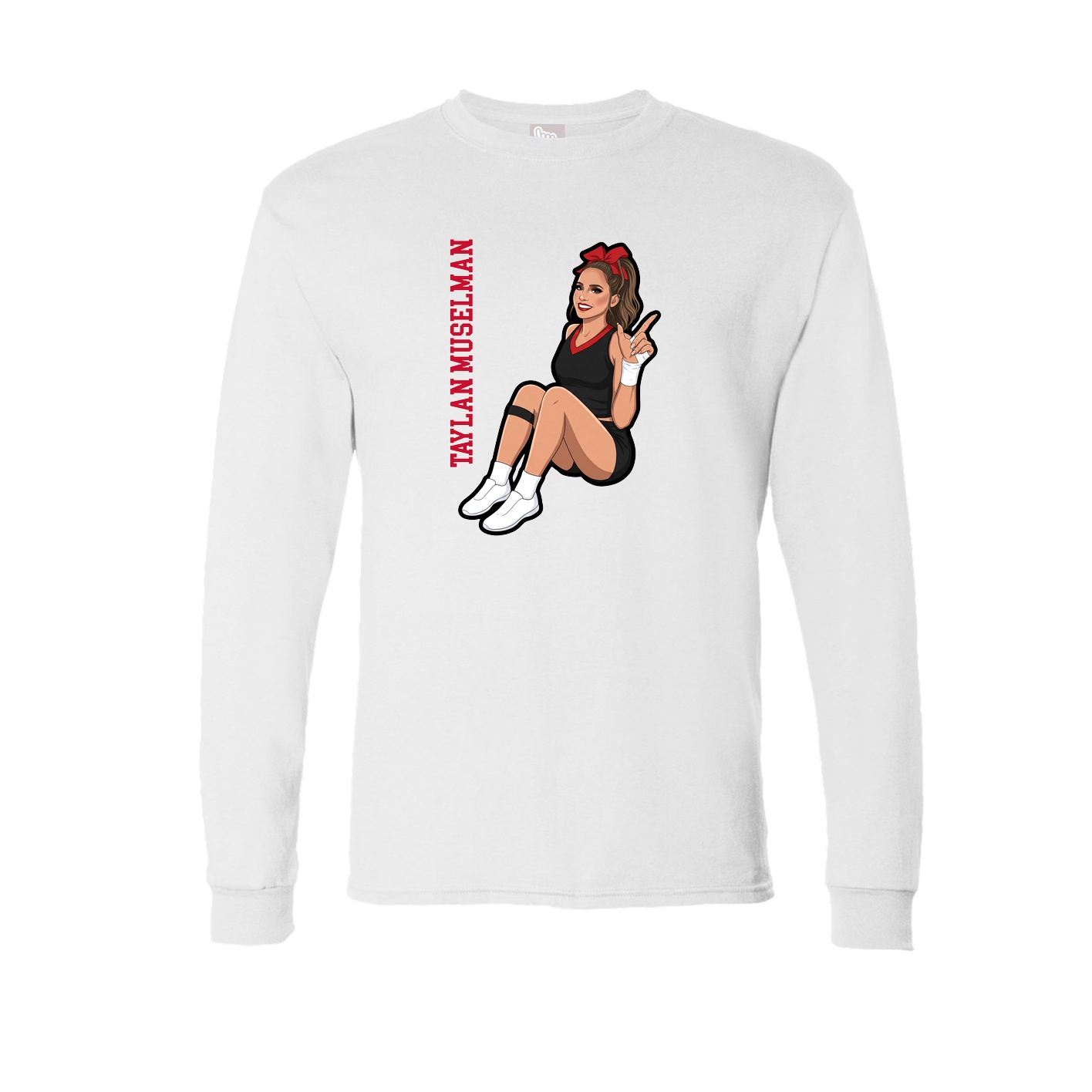Long Sleeve Tee — Name Vertical in White