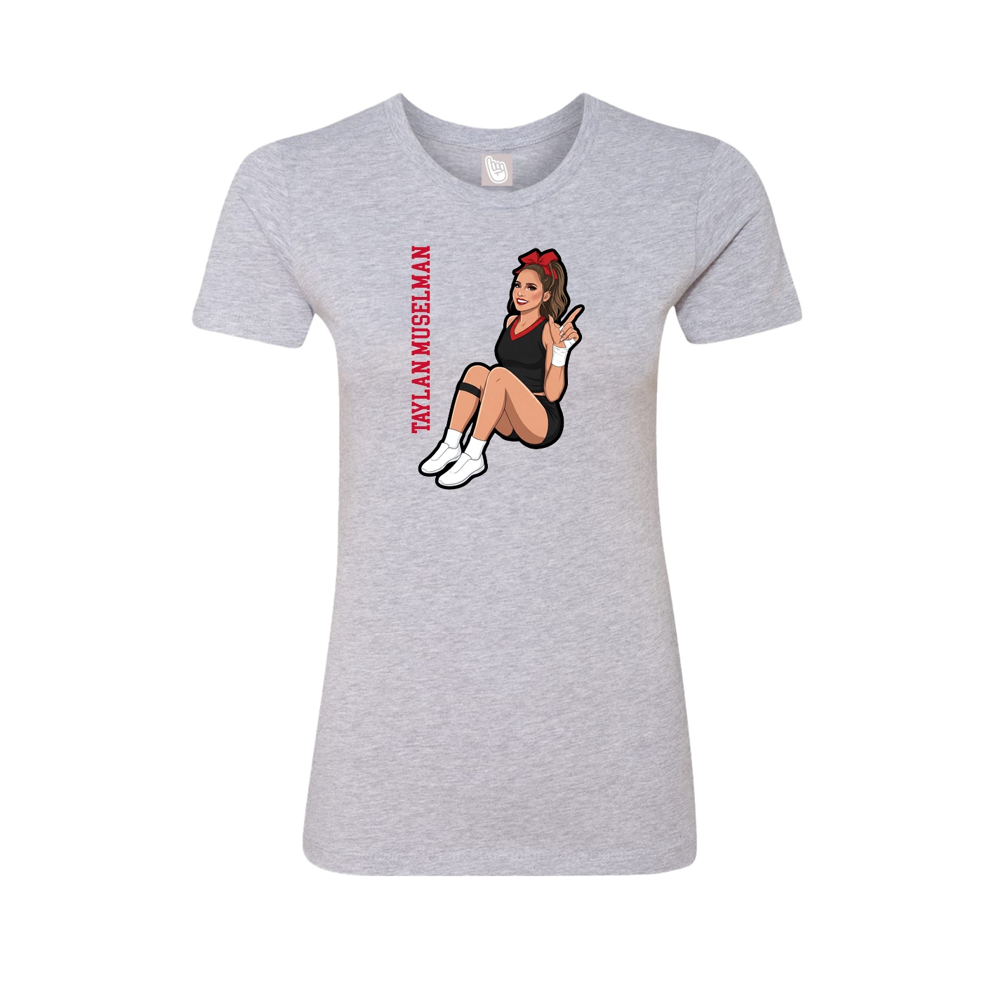 Womens Tee — Name Vertical in Grey