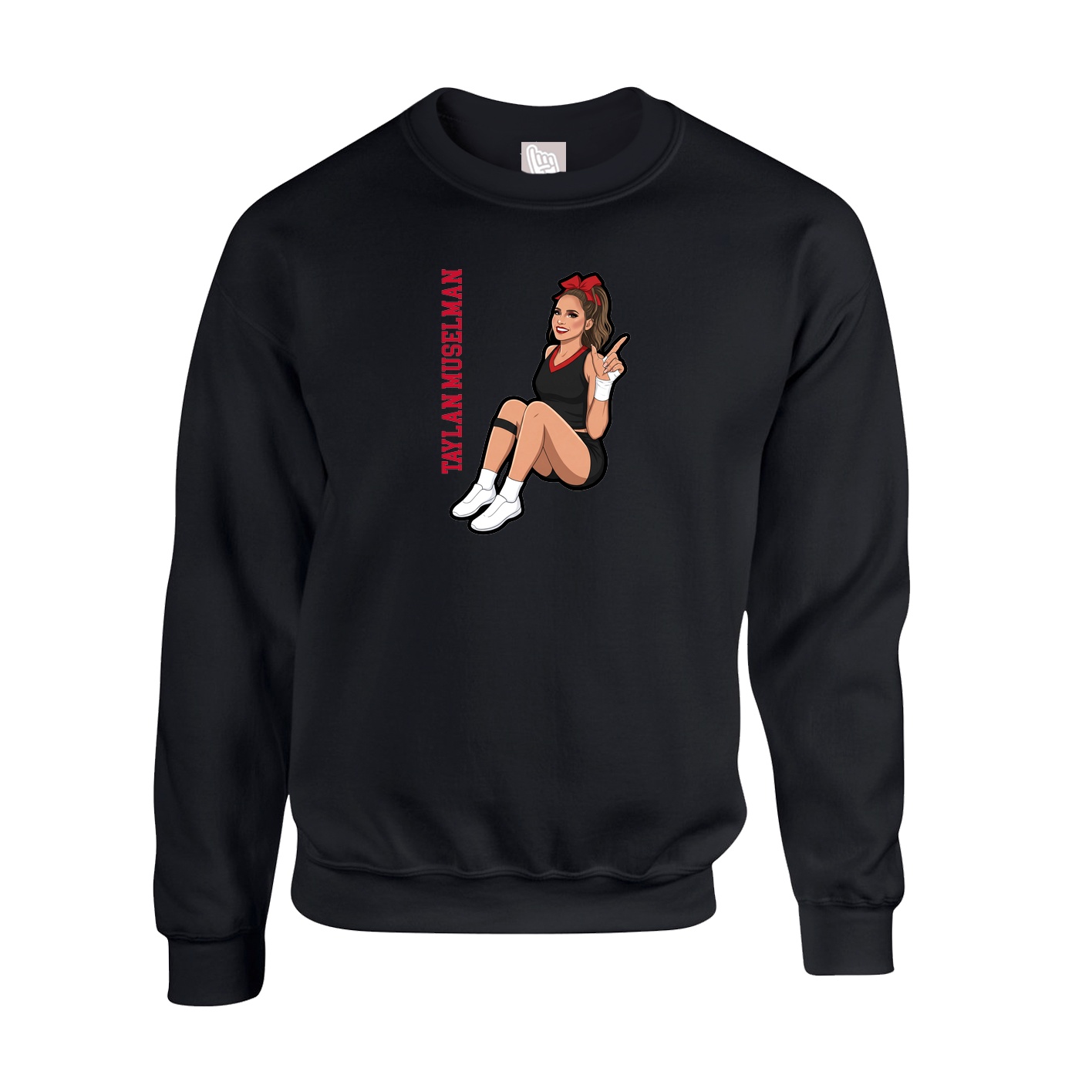 Fleece Crew — Name Vertical in Black