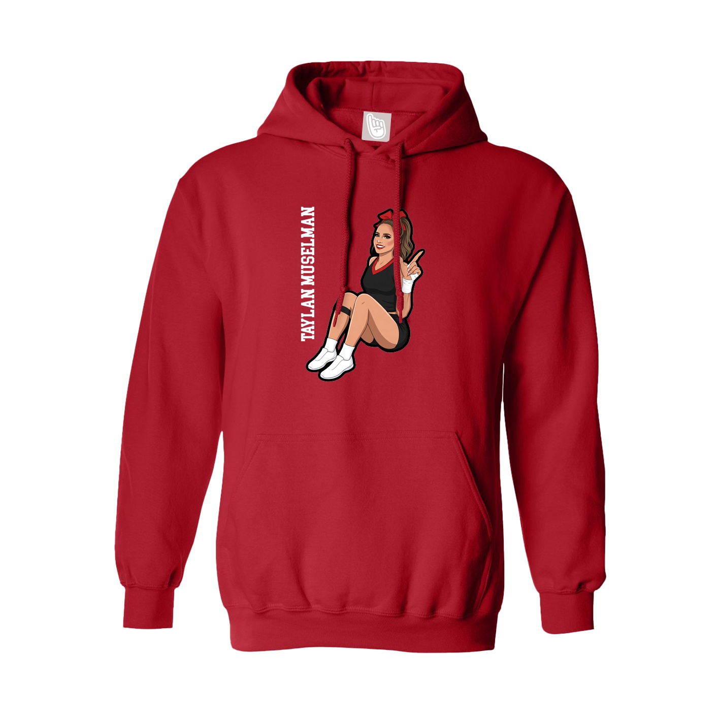 Youth Hoodie — Name Vertical in Red
