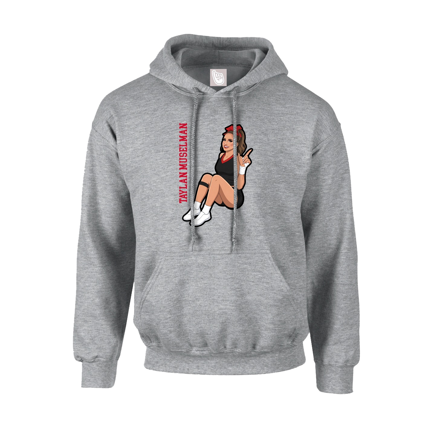 Youth Hoodie — Name Vertical in Grey