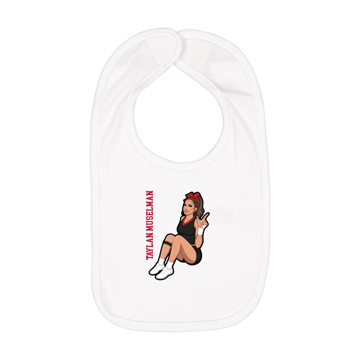 Infant Bib — Name Vertical in White