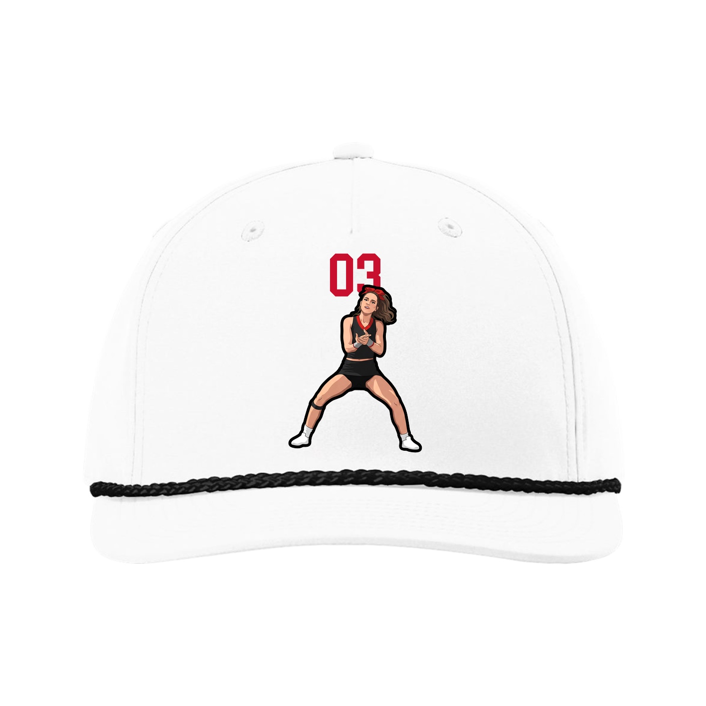 Five-Panel Classic Rope Cap — Number Top in White