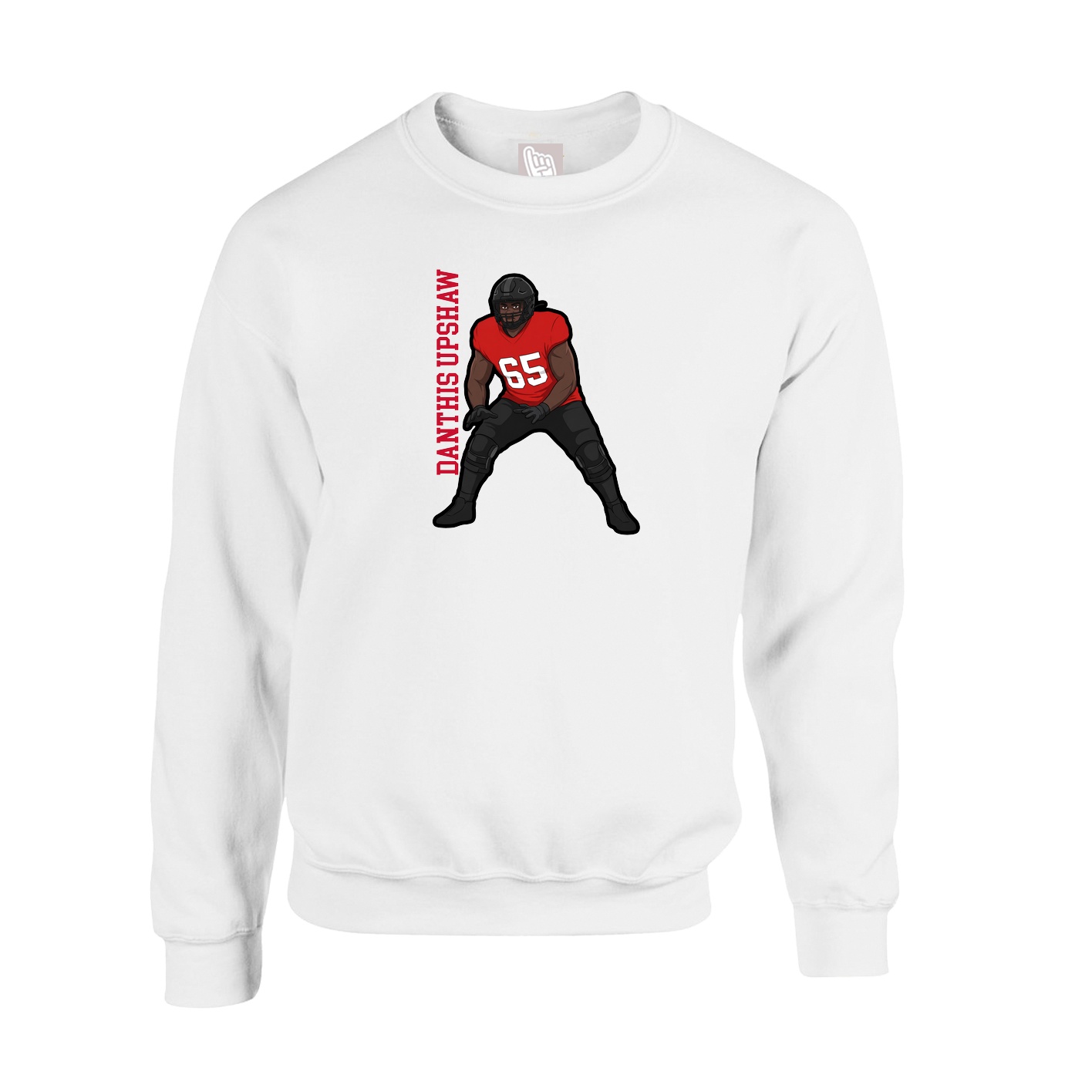 Fleece Crew — Name Vertical in White