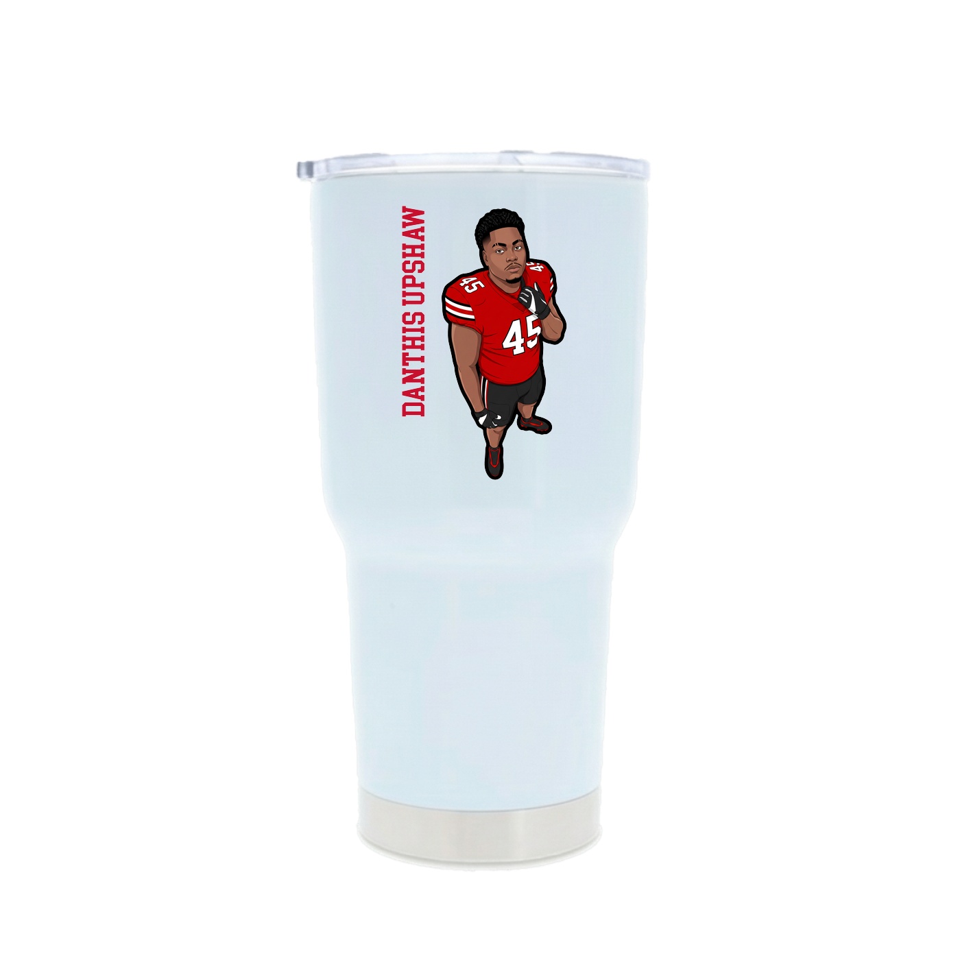 30oz Stainless Steel Tumbler — Name Vertical in White