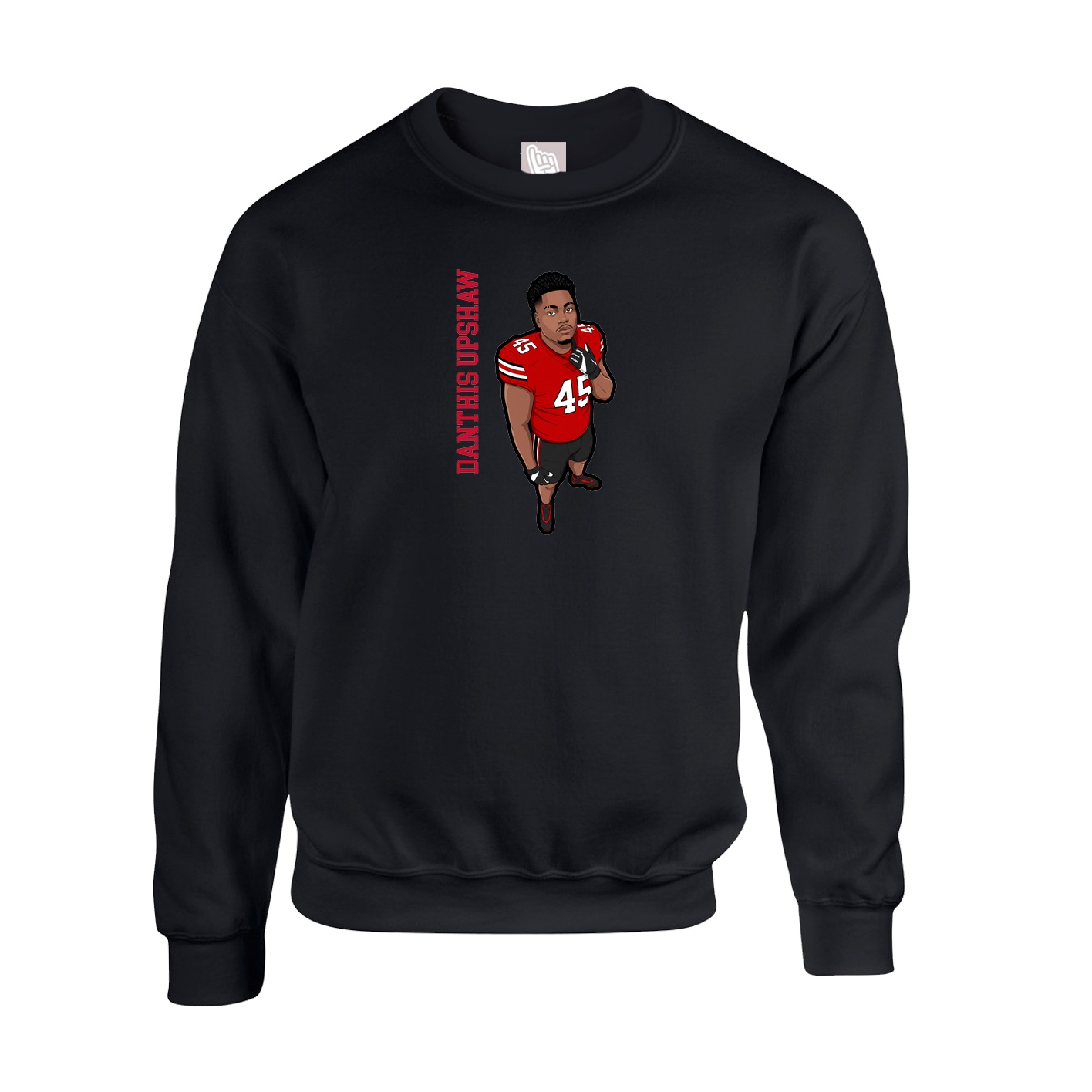 Fleece Crew — Name Vertical in Black