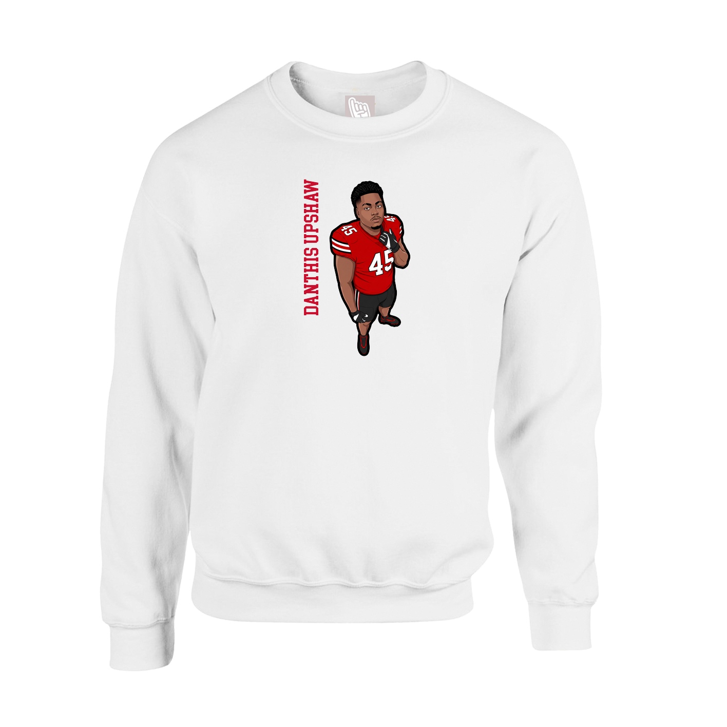 Fleece Crew — Name Vertical in White