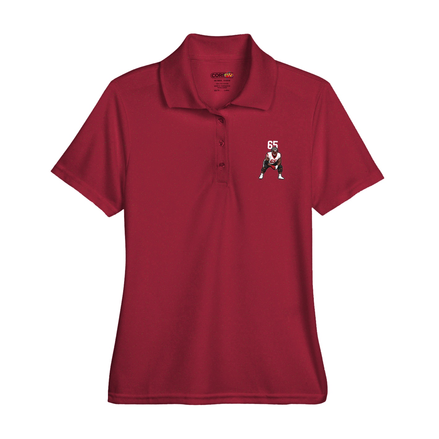 Womens Performance Polo — Number Top in Red