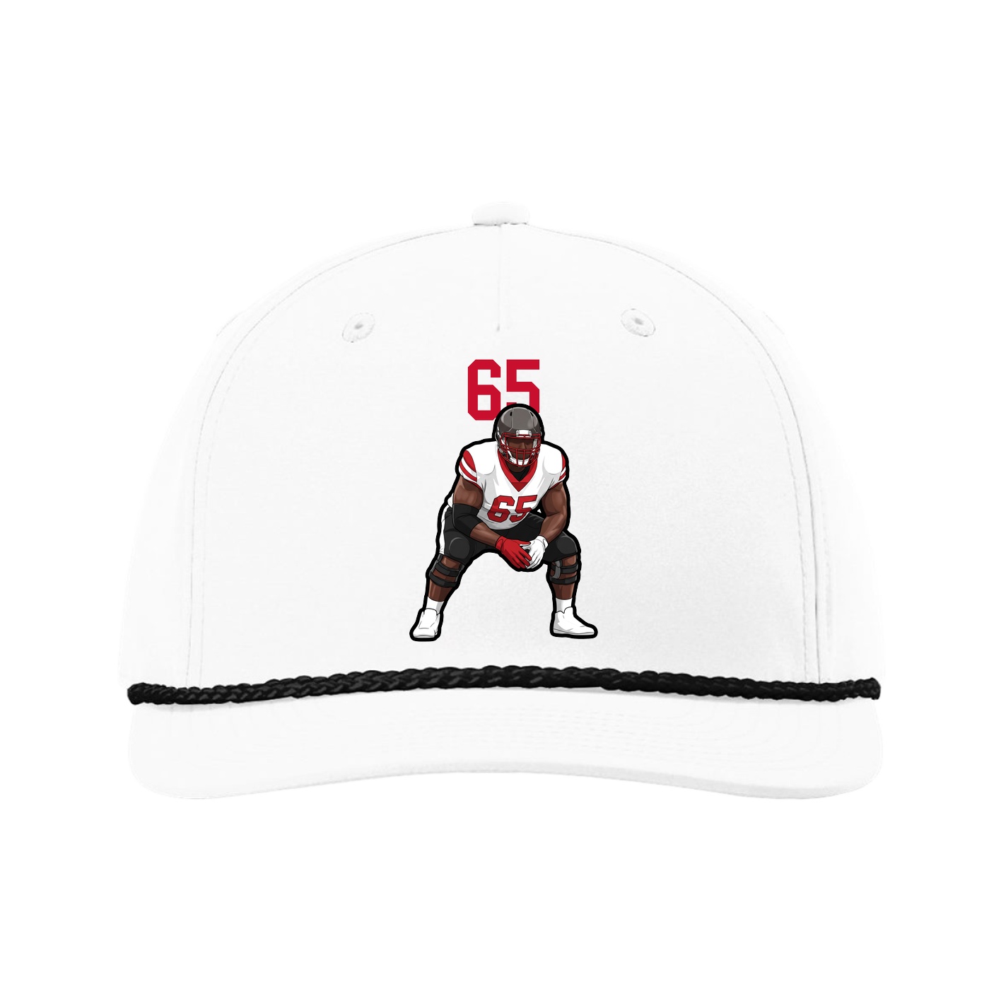 Five-Panel Classic Rope Cap — Number Top in White