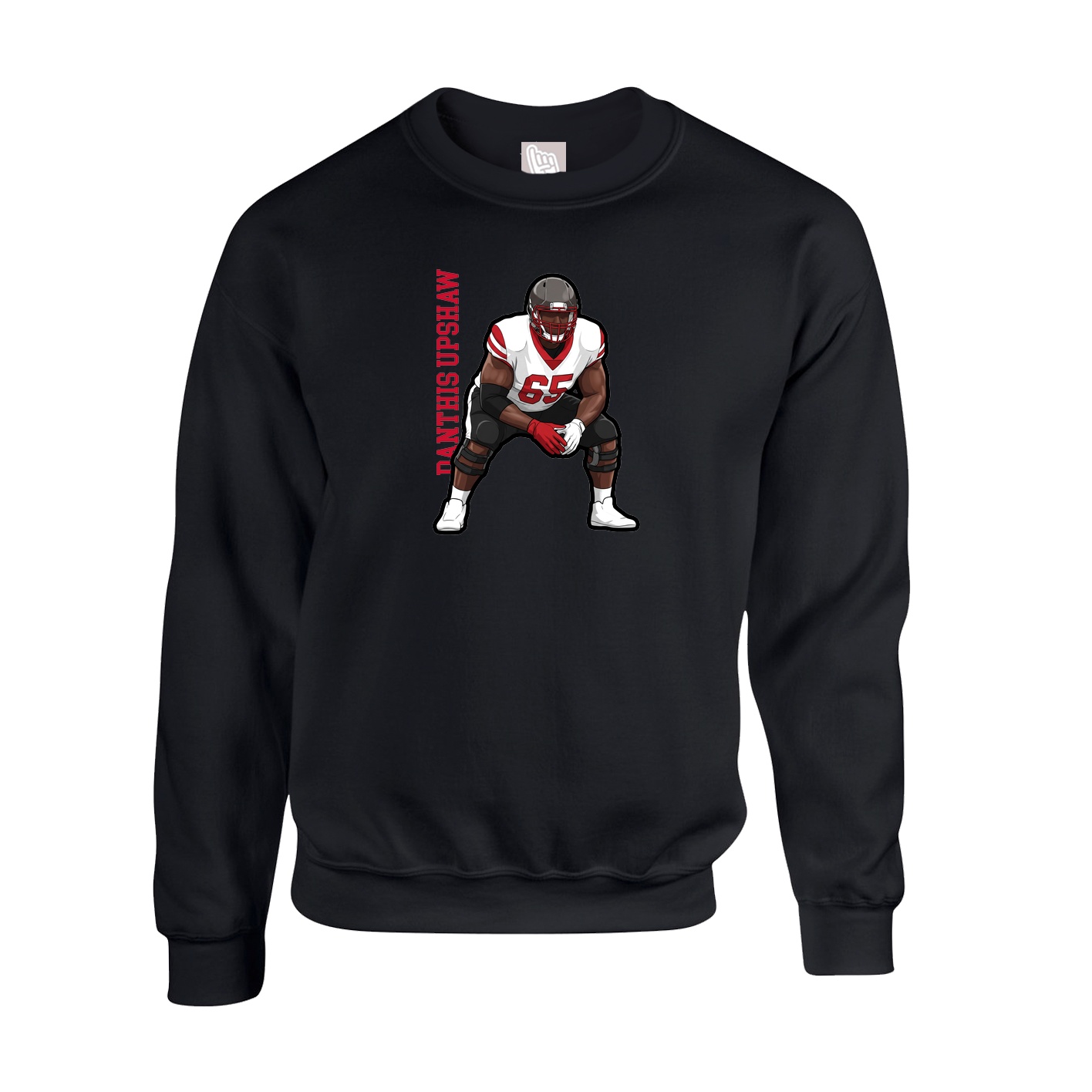 Fleece Crew — Name Vertical in Black