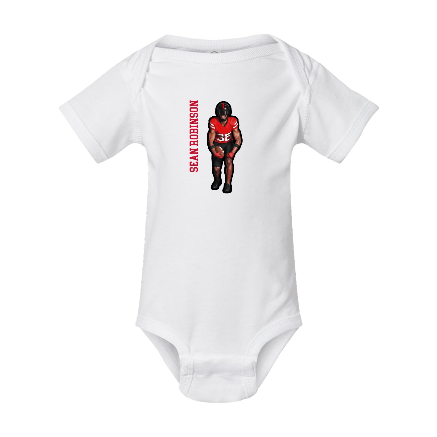 Baby Onesie — Name Vertical in White