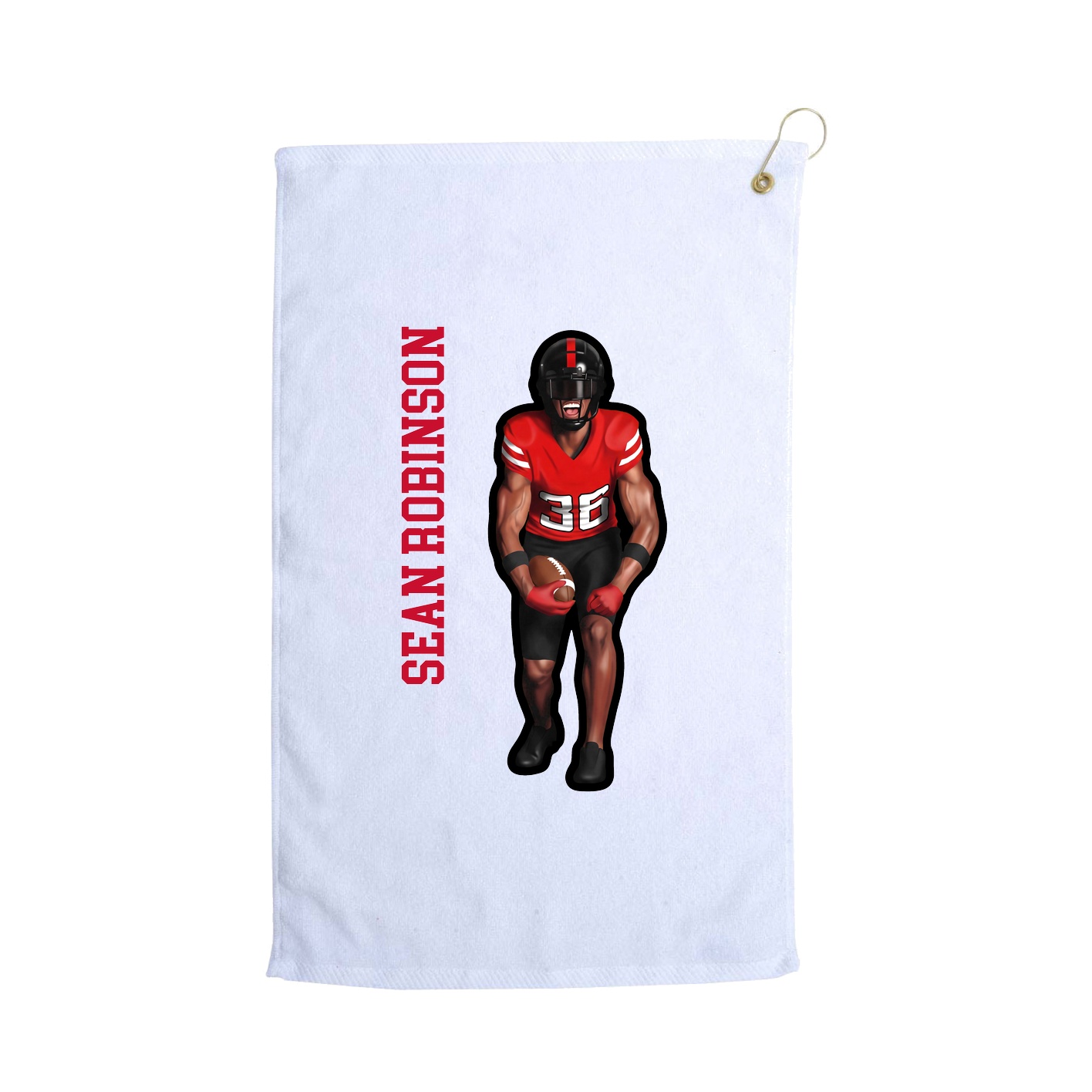 Golf Towel — Name Vertical in White